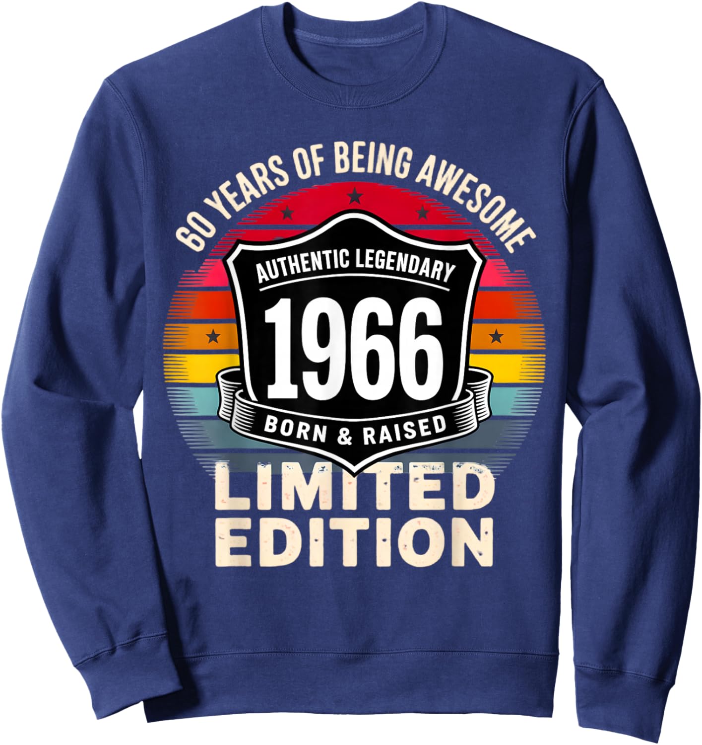 Vintage 1966 60th Birthday Gift Men Women 60 Years Old Sweatshirt - Sweatshirt | Navy