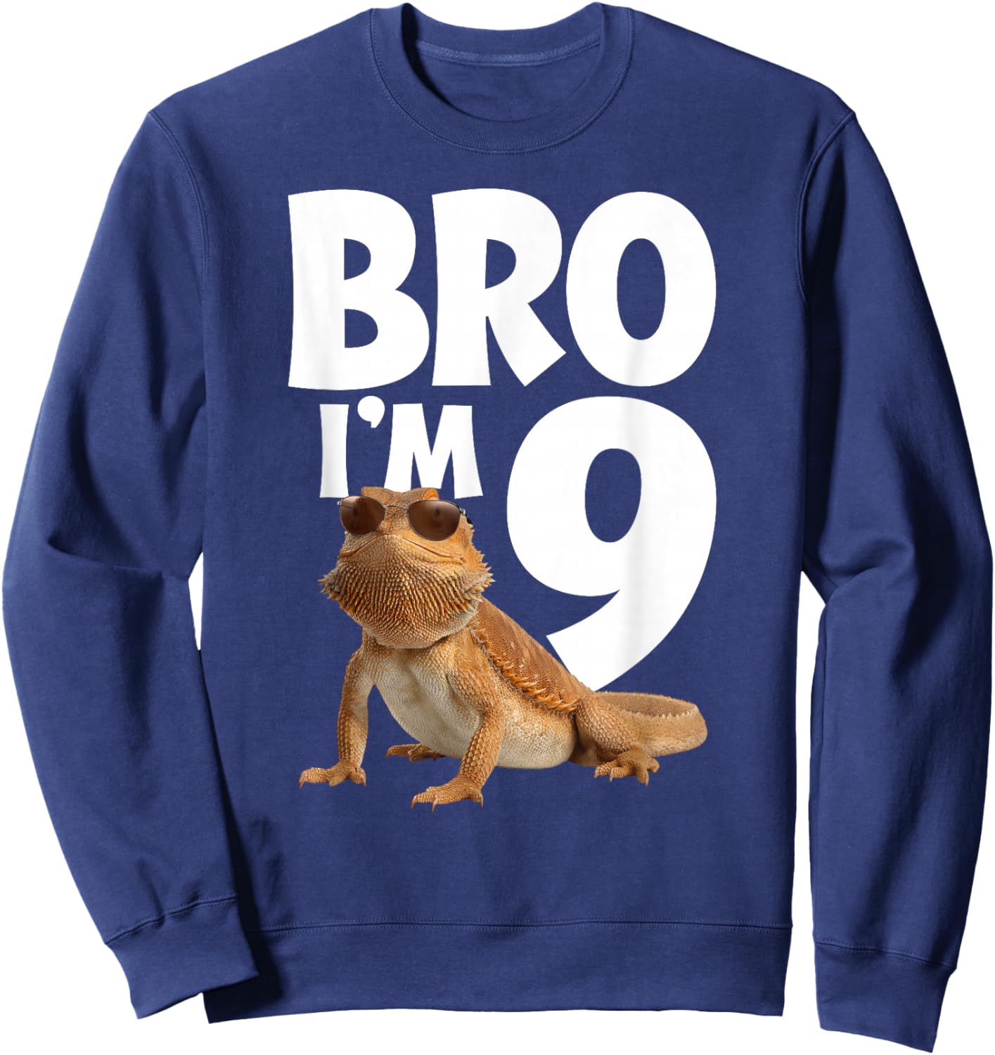 9th Reptile Birthday Nine Year Old Bearded Dragon Birthday Sweatshirt - Sweatshirt | Navy