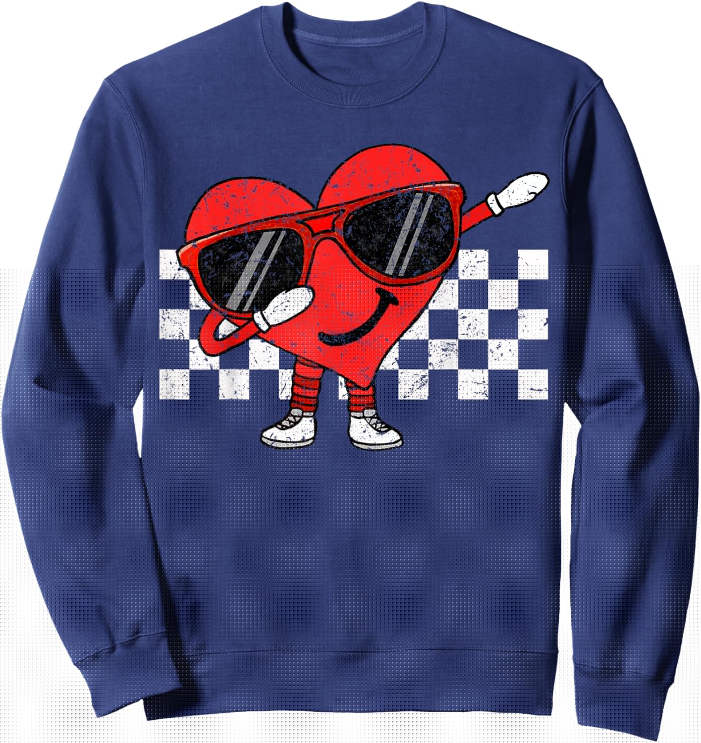 Funny Dabbing Retro Valentines Heart Dab Boys Kids Teens Sweatshirt - Sweatshirt | Navy