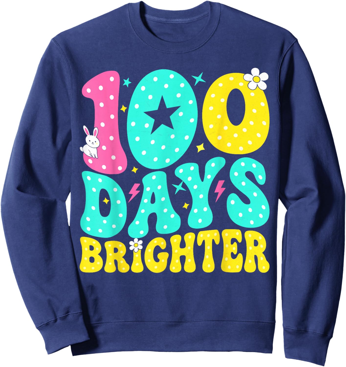Preppy 100 Days Brighter Groovy 100th Day of School Teachers Sweatshirt - Sweatshirt | Navy