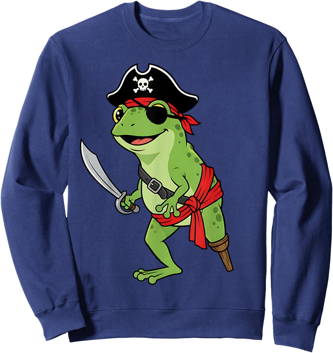 Pirate Frog Toddler Boy Funny Kids Halloween Costume Sweatshirt - Sweatshirt | Navy