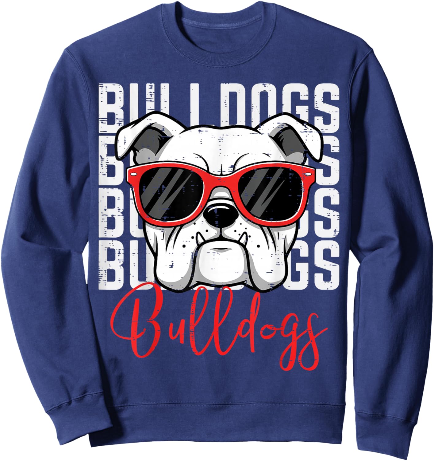 Bulldog Men Women Boys Girls Youth Kids Teen Sweatshirt - Sweatshirt | Navy