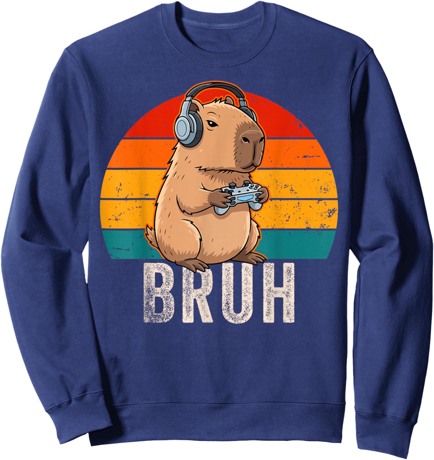 Bruh Video Games Funny Capybara Gamer Men Boys Teens Gaming Sweatshirt - Sweatshirt | Navy