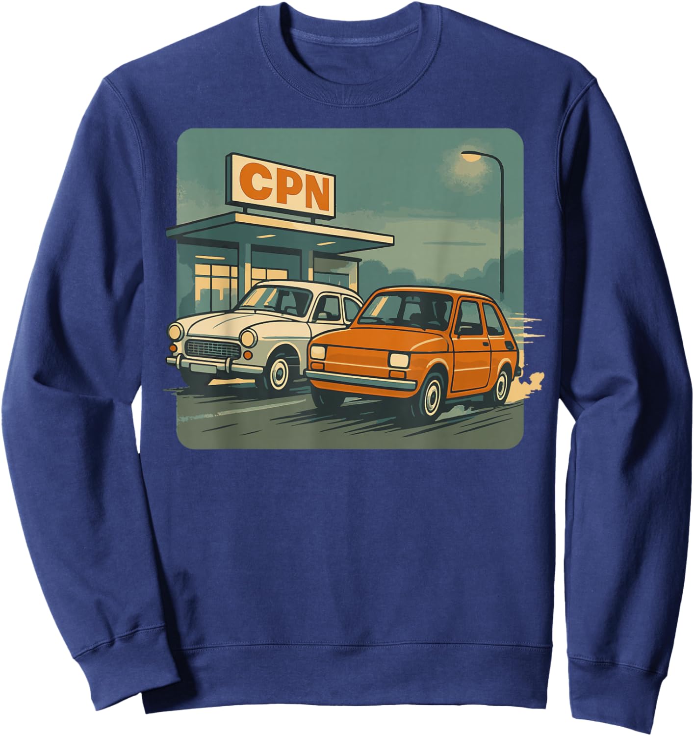 CPN Retro Cars PRL Poland Oldschool Vintage Ride Sweatshirt - Sweatshirt | Navy