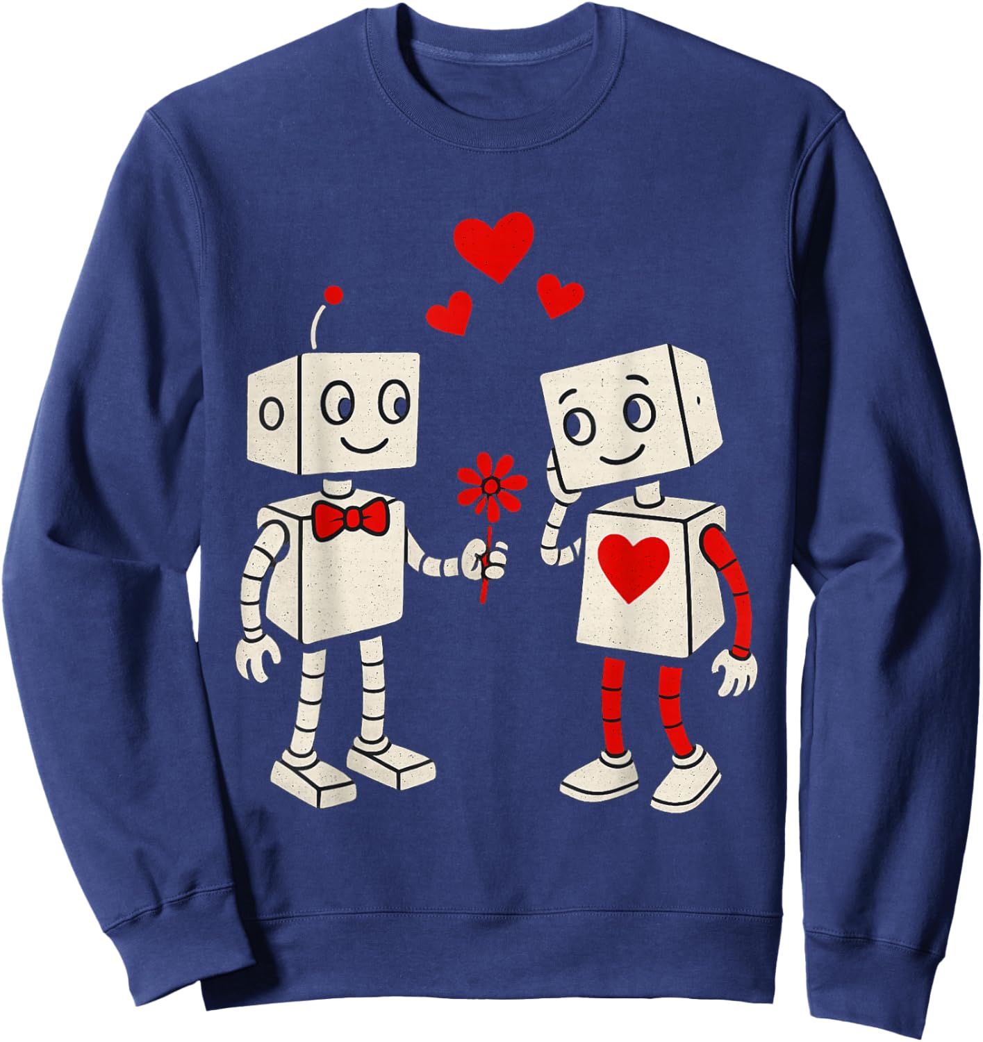 Valentines Day Robots Couple Love Story Sweatshirt - Sweatshirt | Navy