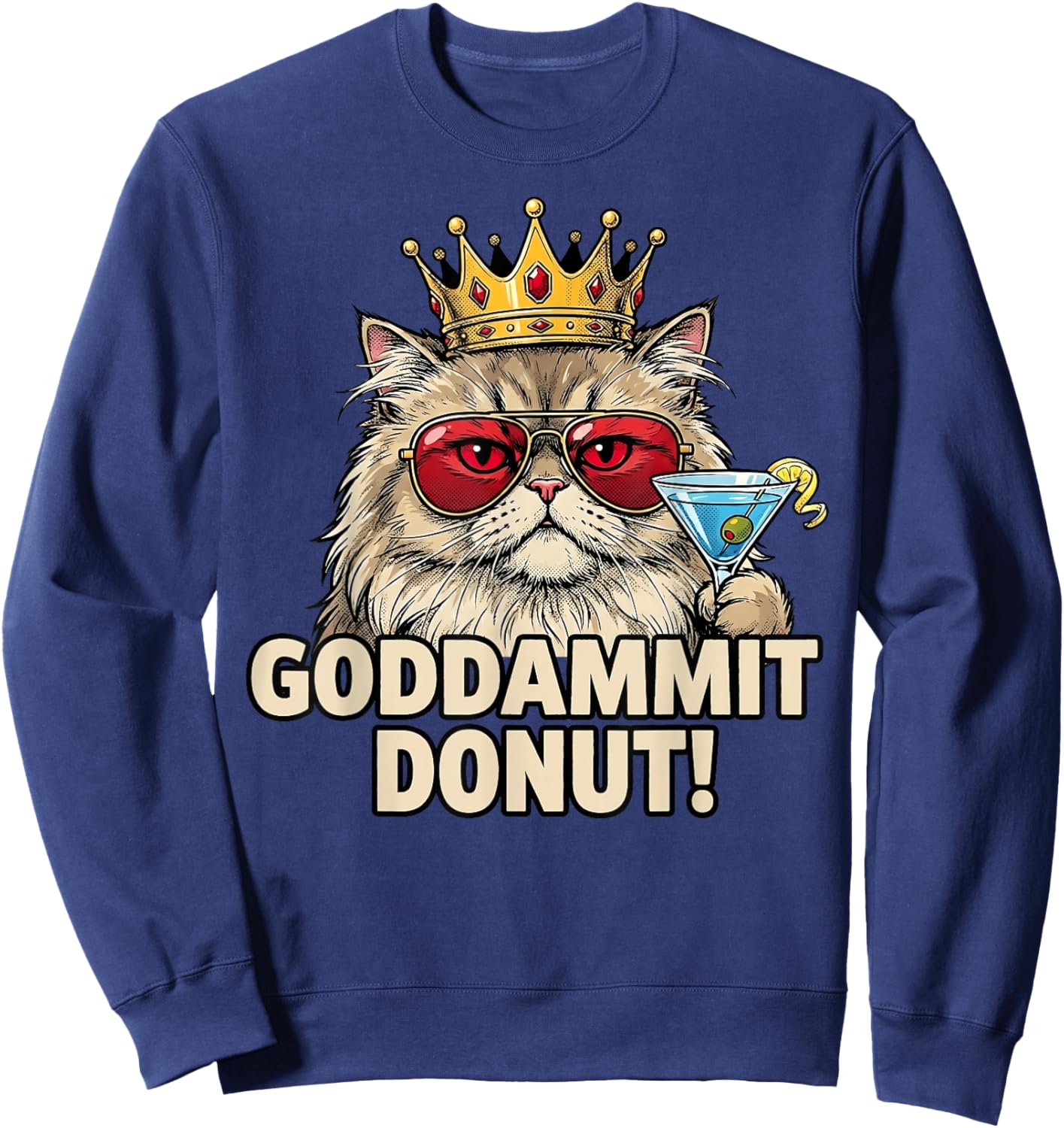 Donut Princess Cat Meme – Kawaii Funny Cartoon Style Sweatshirt - Sweatshirt | Navy