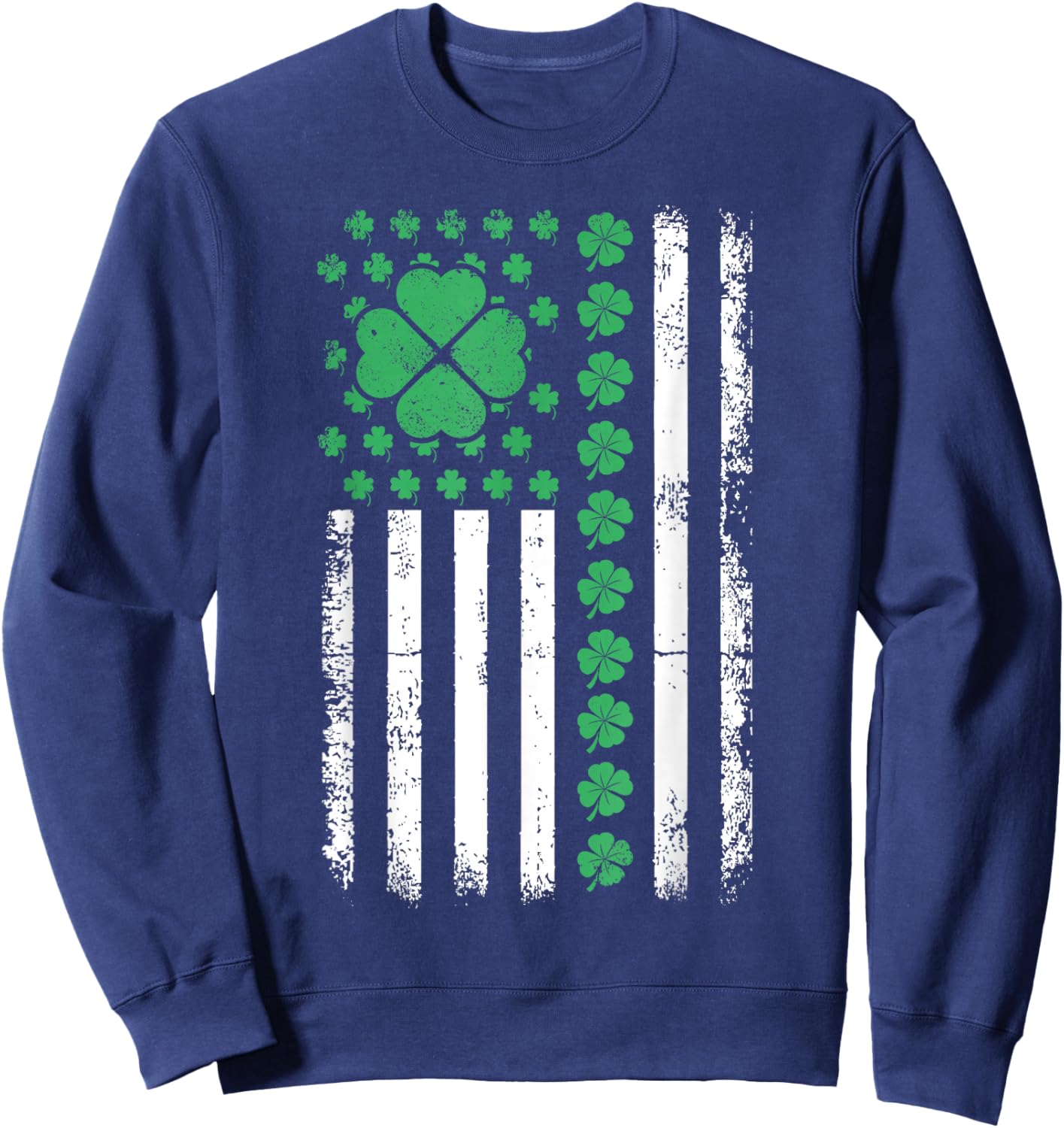 US American Flag Design with Shamrocks for St Patricks Day Sweatshirt - Sweatshirt | Navy