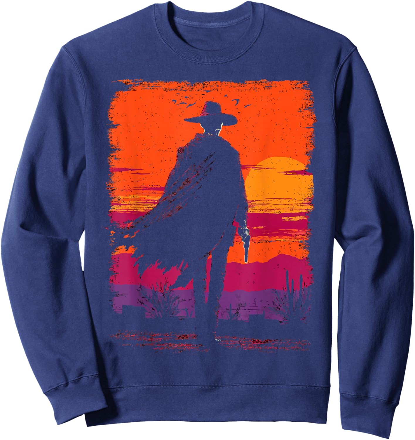 Skeleton Cowboy Gunslinger Desert Sunset Western Gothic Sweatshirt - Sweatshirt | Navy