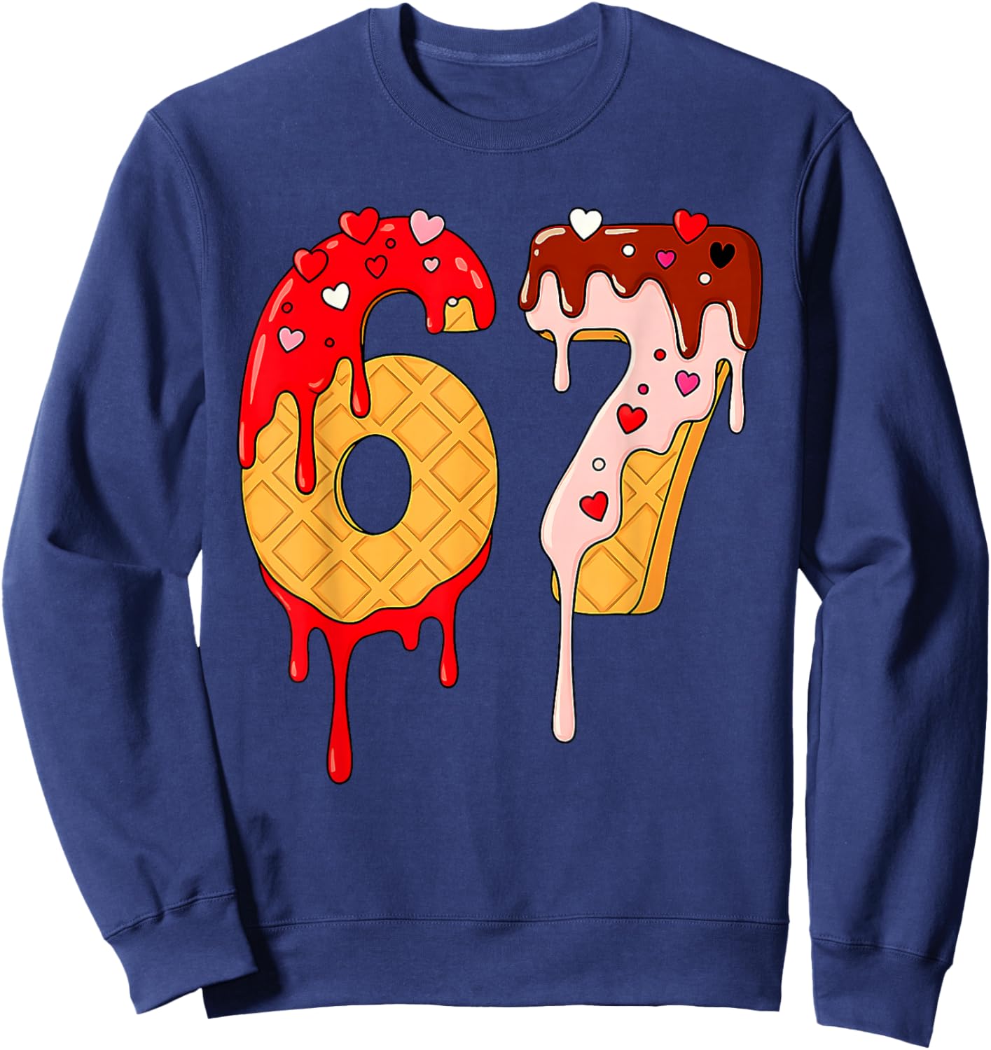 67 Ice Cream Drip Meme Funny Six Seven Valentine Days Sweatshirt - Sweatshirt | Navy
