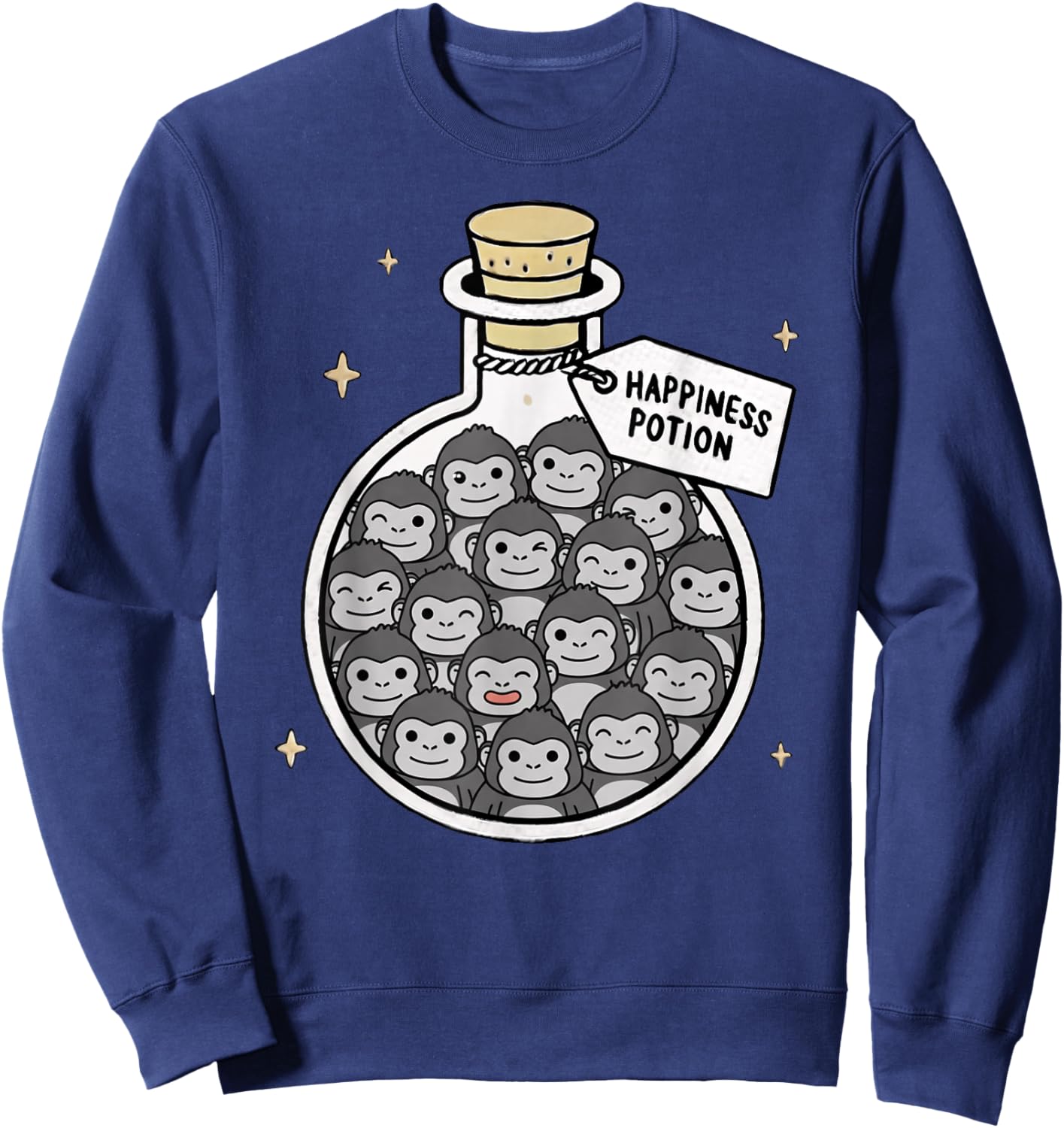 Funny Gorilla Happiness Potion Zoo Boys Girls Kids Sweatshirt - Sweatshirt | Navy