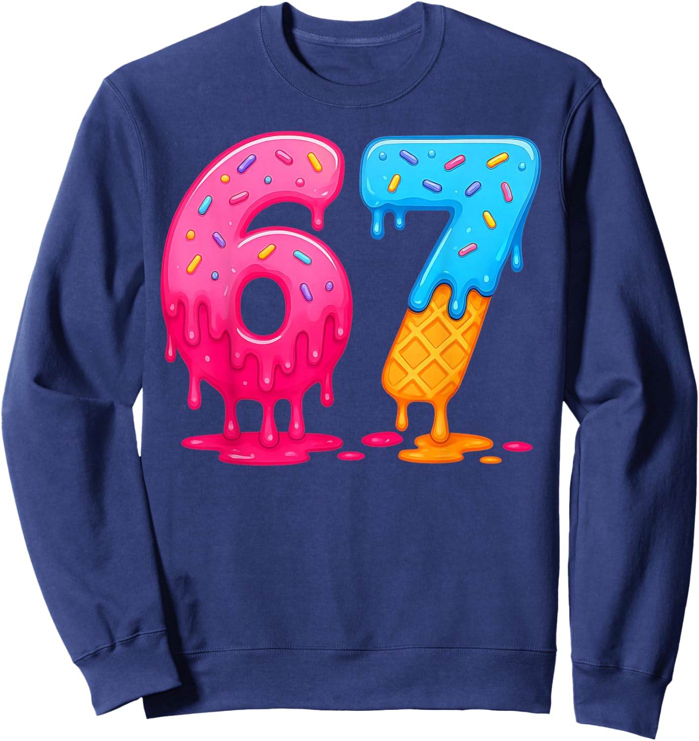 6 7 Meme Six Seven Ice Cream Drip Sweatshirt - Sweatshirt | Navy