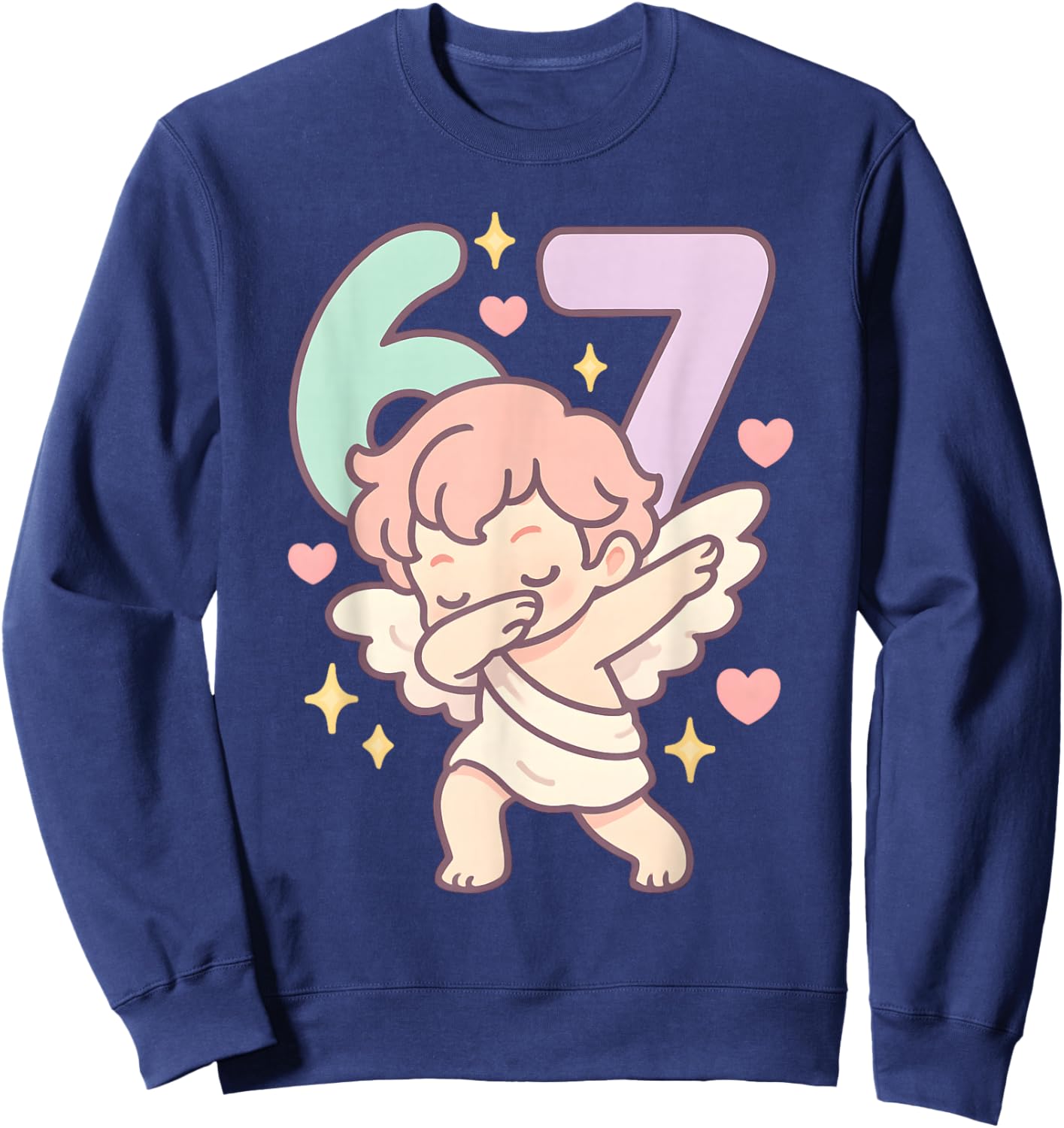 Valentines Day Dabbing 67 Pastel Chibi Cupid Funny Dancing Sweatshirt - Sweatshirt | Navy