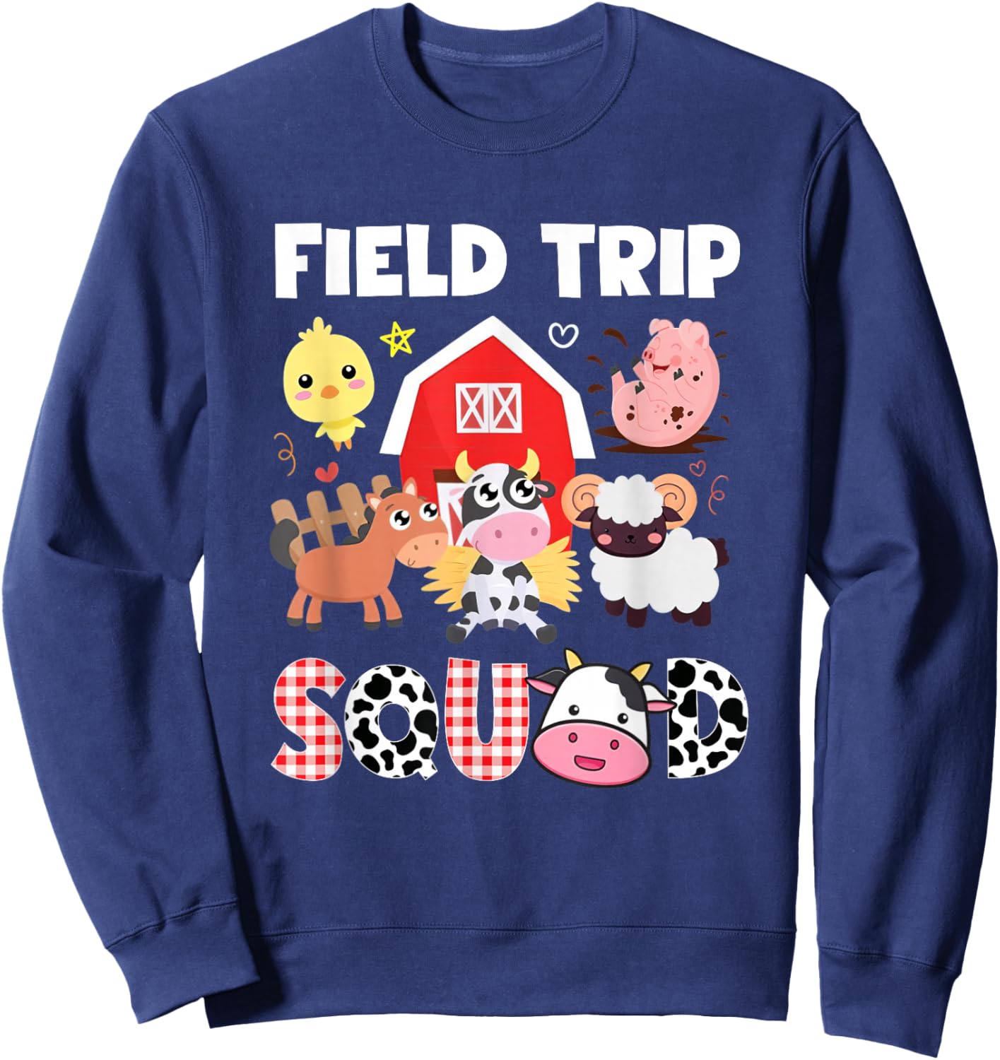 Field Trip Squad Shirt Kids Farm Animals Cute School Trip Sweatshirt - Sweatshirt | Navy