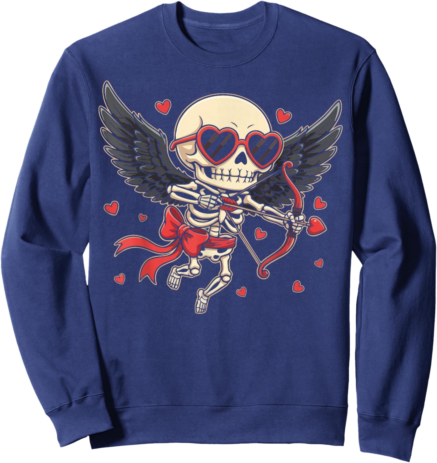 Skeleton Cupid Dark Valentine Romantic Kawaii Funny Gothic Sweatshirt - Sweatshirt | Navy