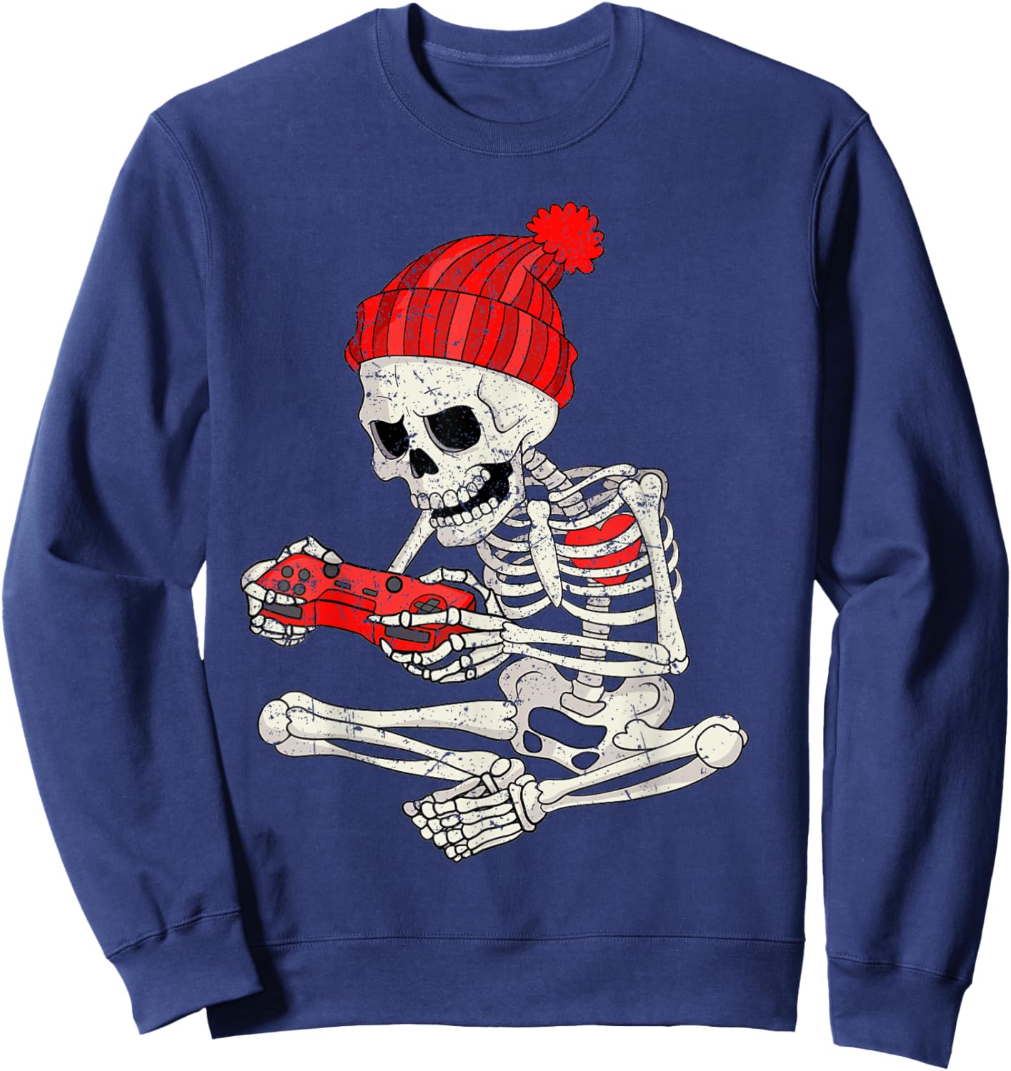 Funny Boys Valentines Skeleton Gamer Video Games Gaming Sweatshirt - Sweatshirt | Navy
