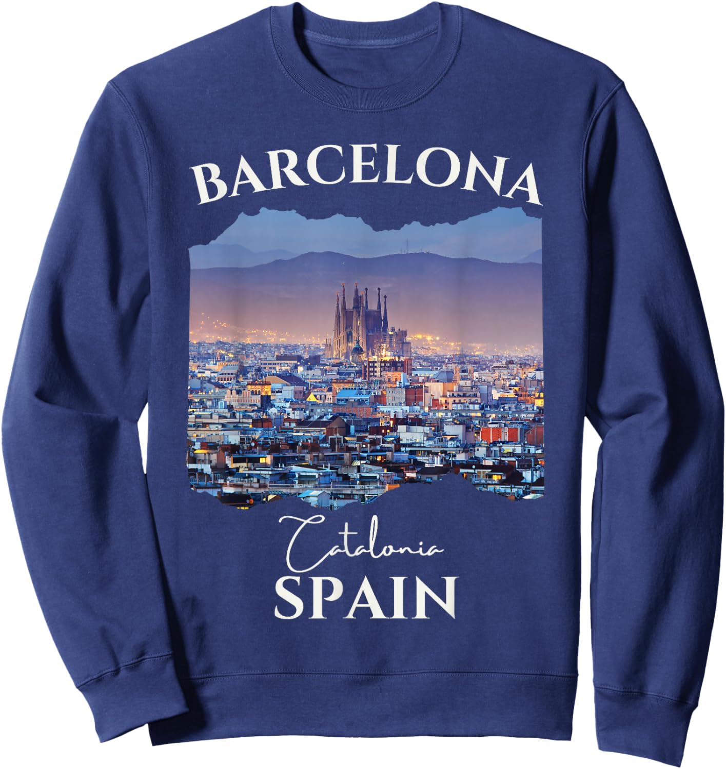Barcelona Spain Souvenir City Skyline Family Women Men Kids Sweatshirt - Sweatshirt | Navy