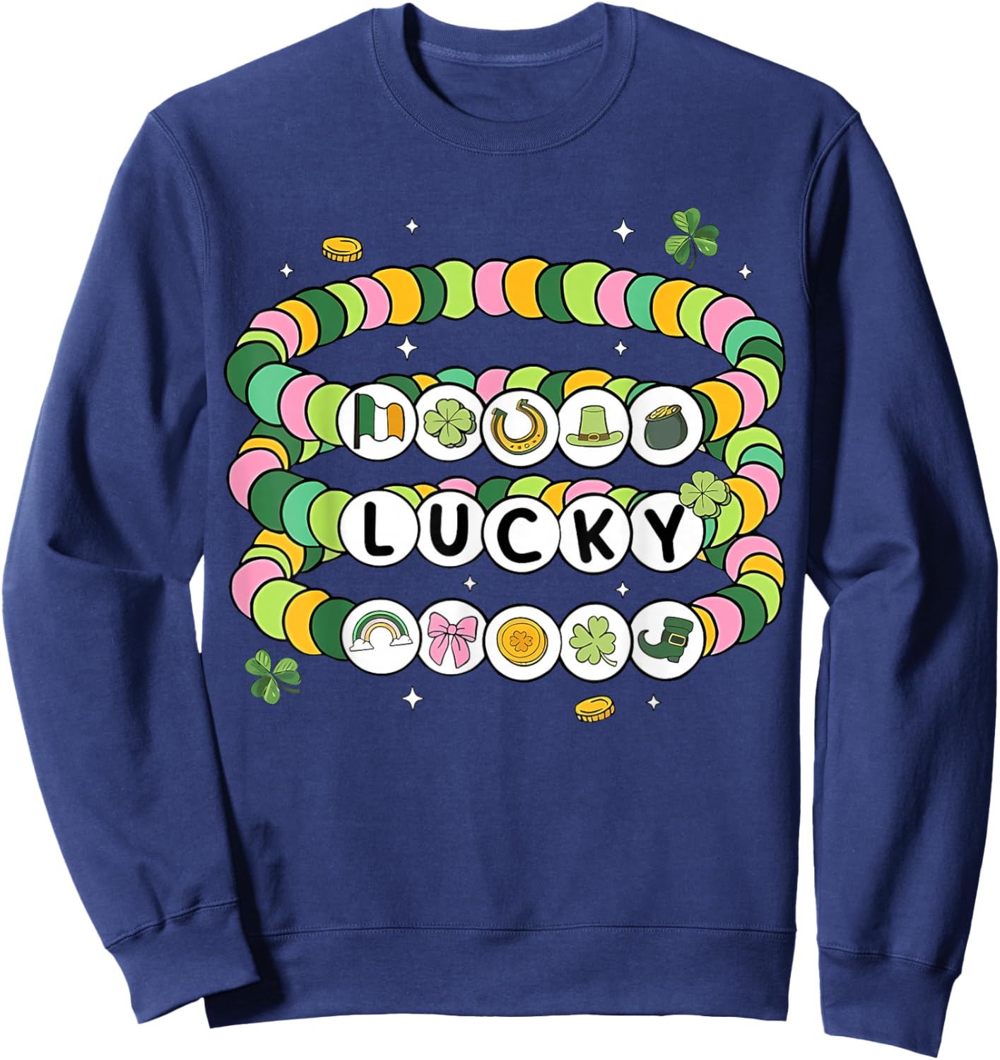 St. Patrick's Day Lucky Friendship Bracelet Girl Women Kid Sweatshirt - Sweatshirt | Navy
