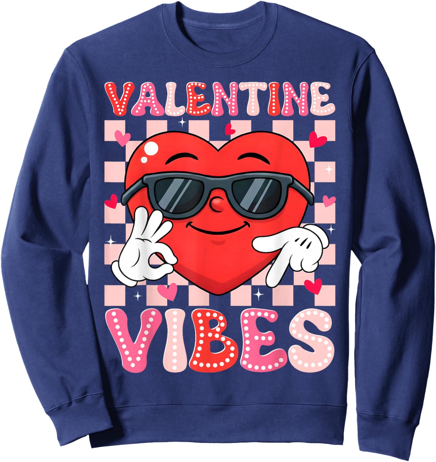 Valentine Vibes Six Seven 6 7 Meme Slang Heart Boy Girl Kids Sweatshirt - Sweatshirt | Navy