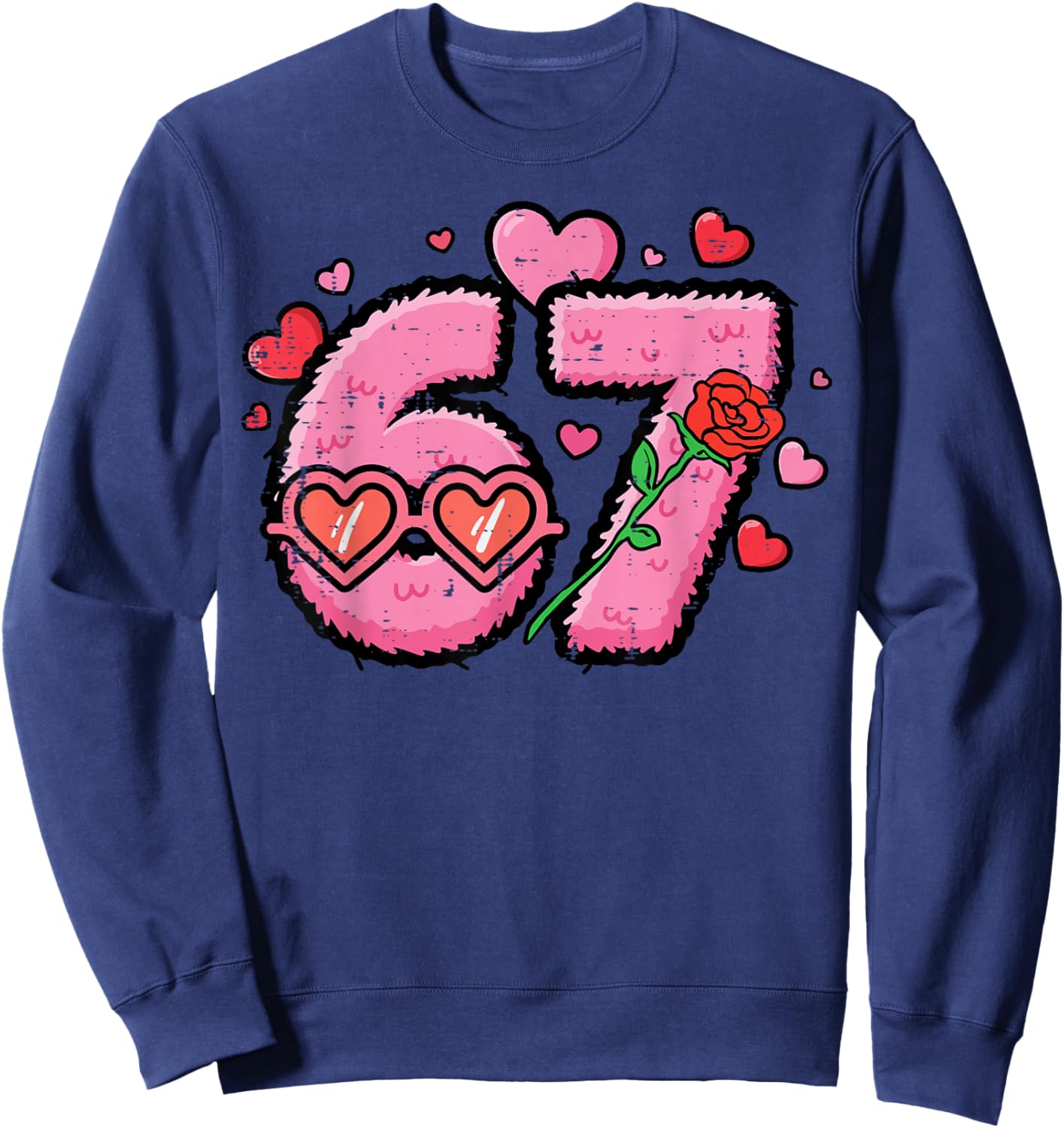 Valentines Day 6 7 Hearts 67 Six Seven Meme Boys Kids Youth Sweatshirt - Sweatshirt | Navy