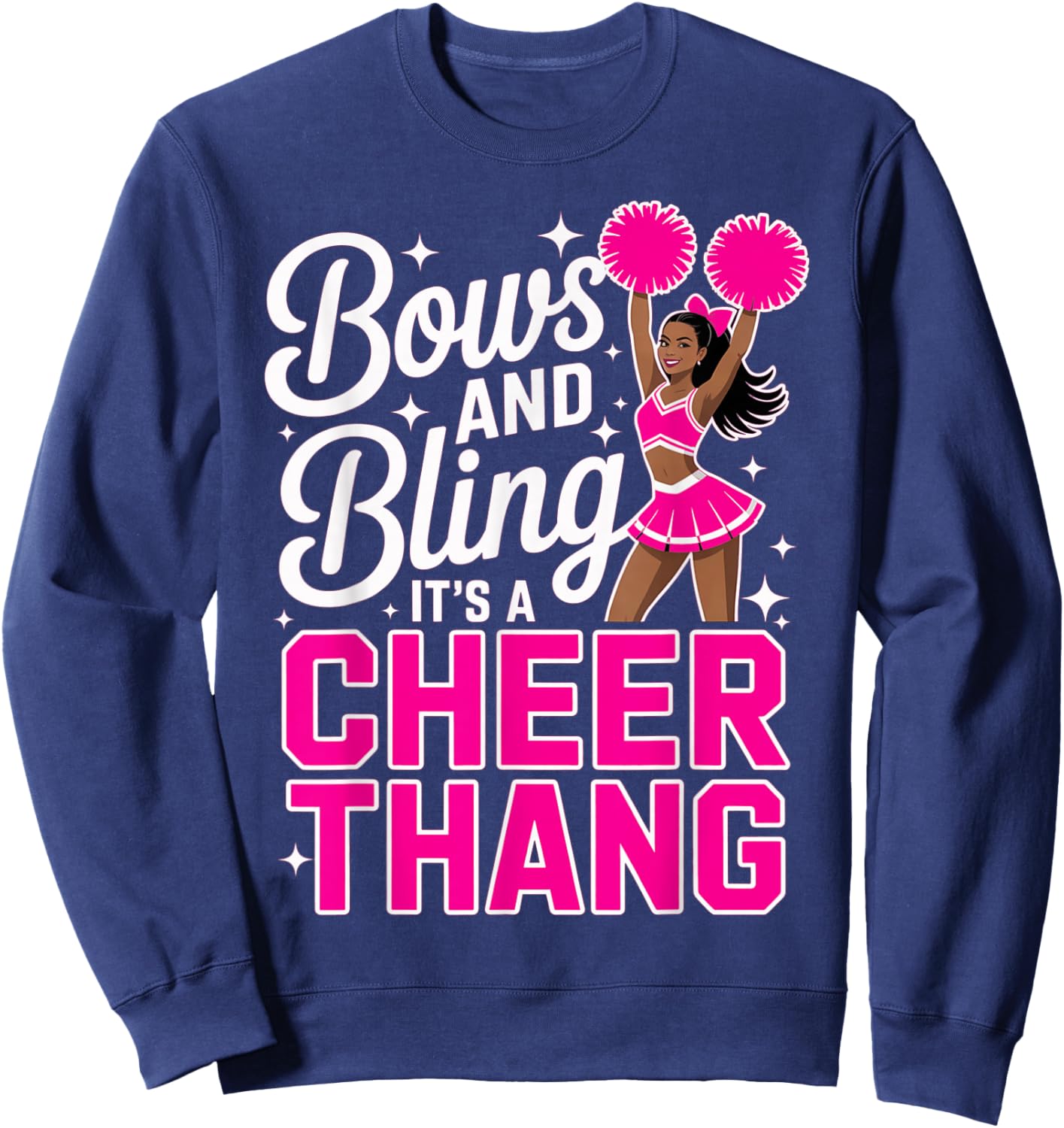 Black Cheerleader Bows Cheer Melanin Cheerleading Pink Punch Sweatshirt - Sweatshirt | Navy