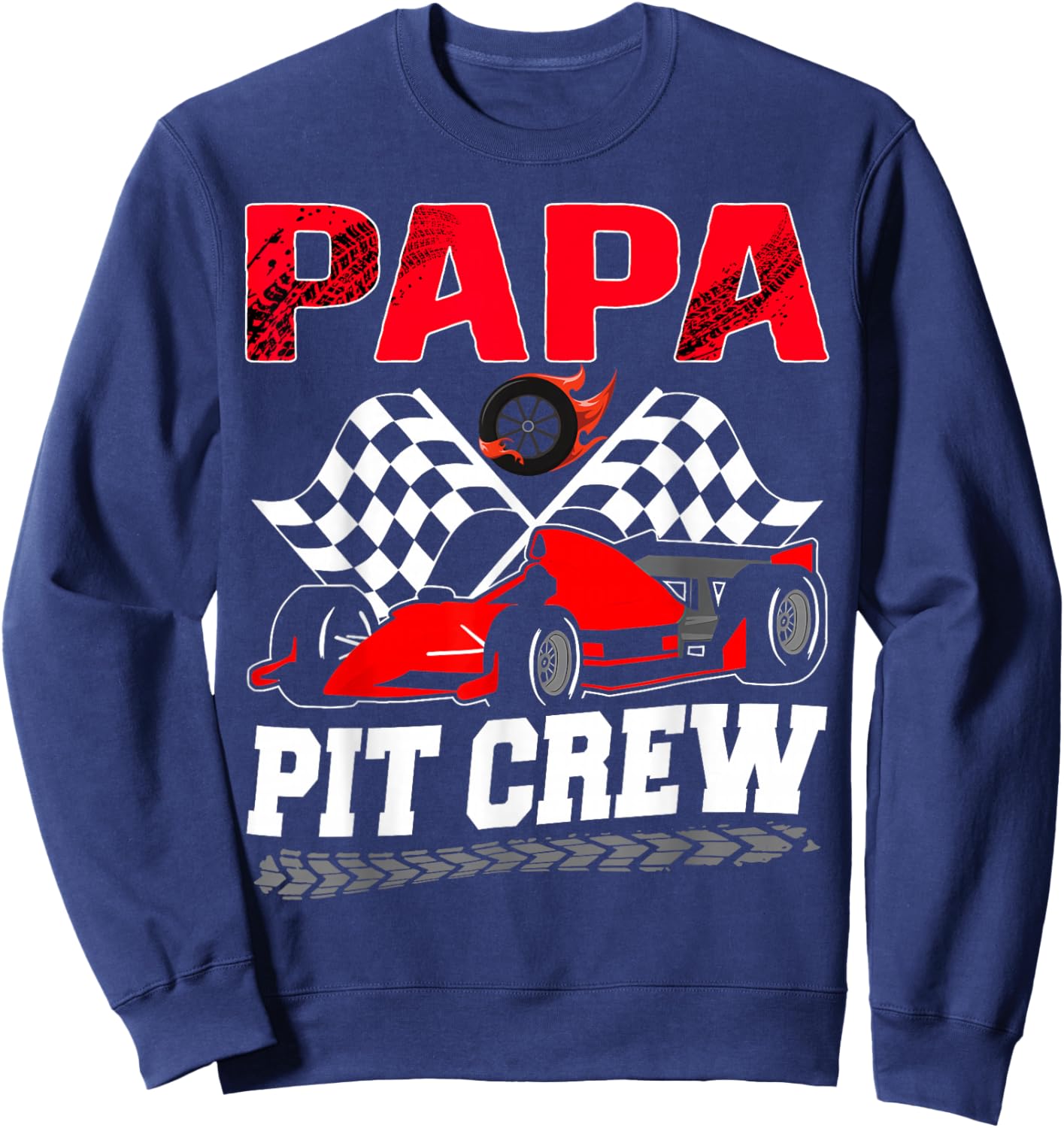Papa Pit Crew Racing Family Race Car Birthday Boy Sweatshirt - Sweatshirt | Navy