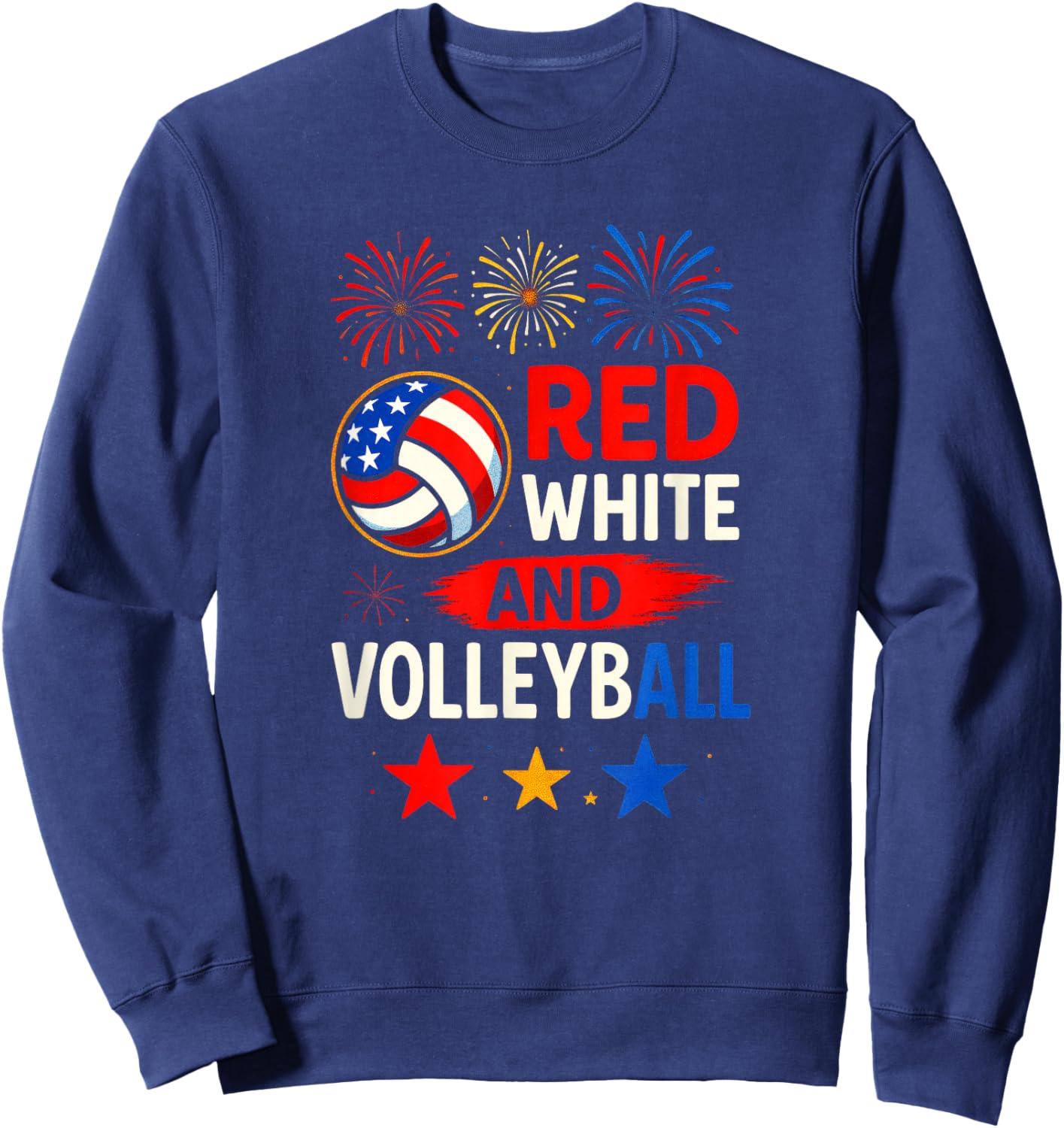 RED White and Volleyball - American Flag Sweatshirt - Sweatshirt | Navy