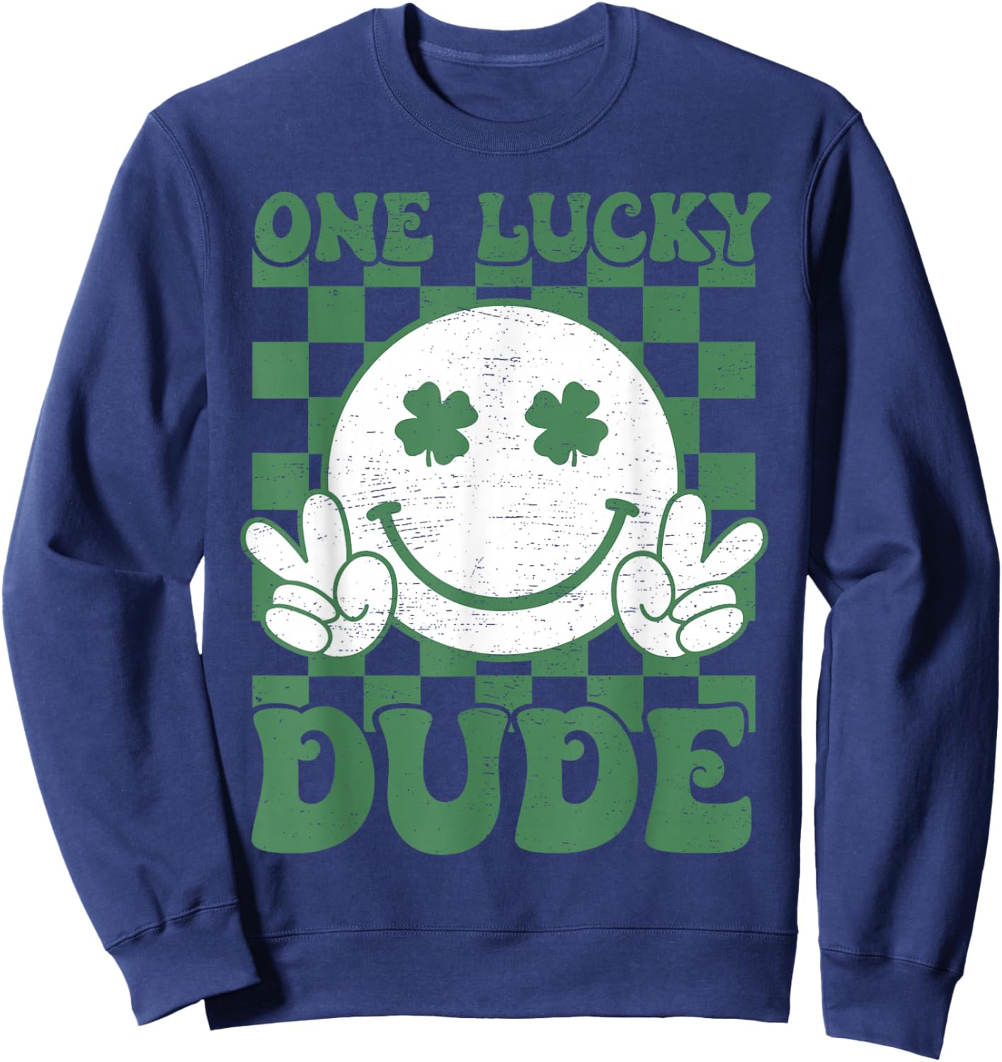 One Lucky Dude Groovy St Patrick Day Toddler Boys Kids Sweatshirt - Sweatshirt | Navy