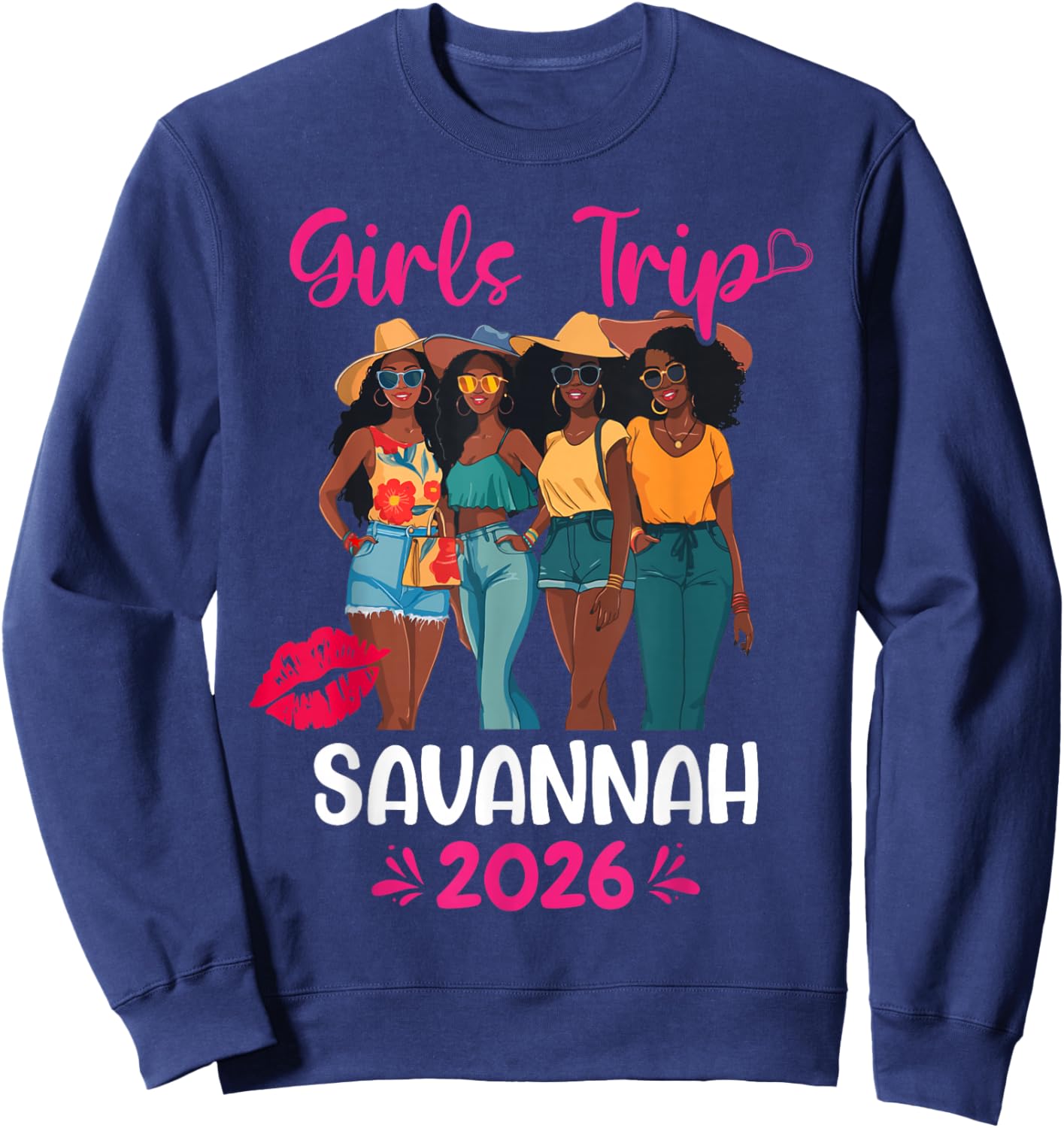 Black Girls Trip Savannah 2026 Vacation Matching Sweatshirt - Sweatshirt | Navy