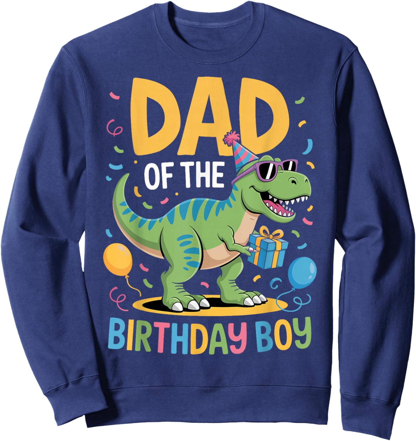 Dad of The Birthday Party Outfit Dinosaur Squad Daddy Sweatshirt - Sweatshirt | Navy