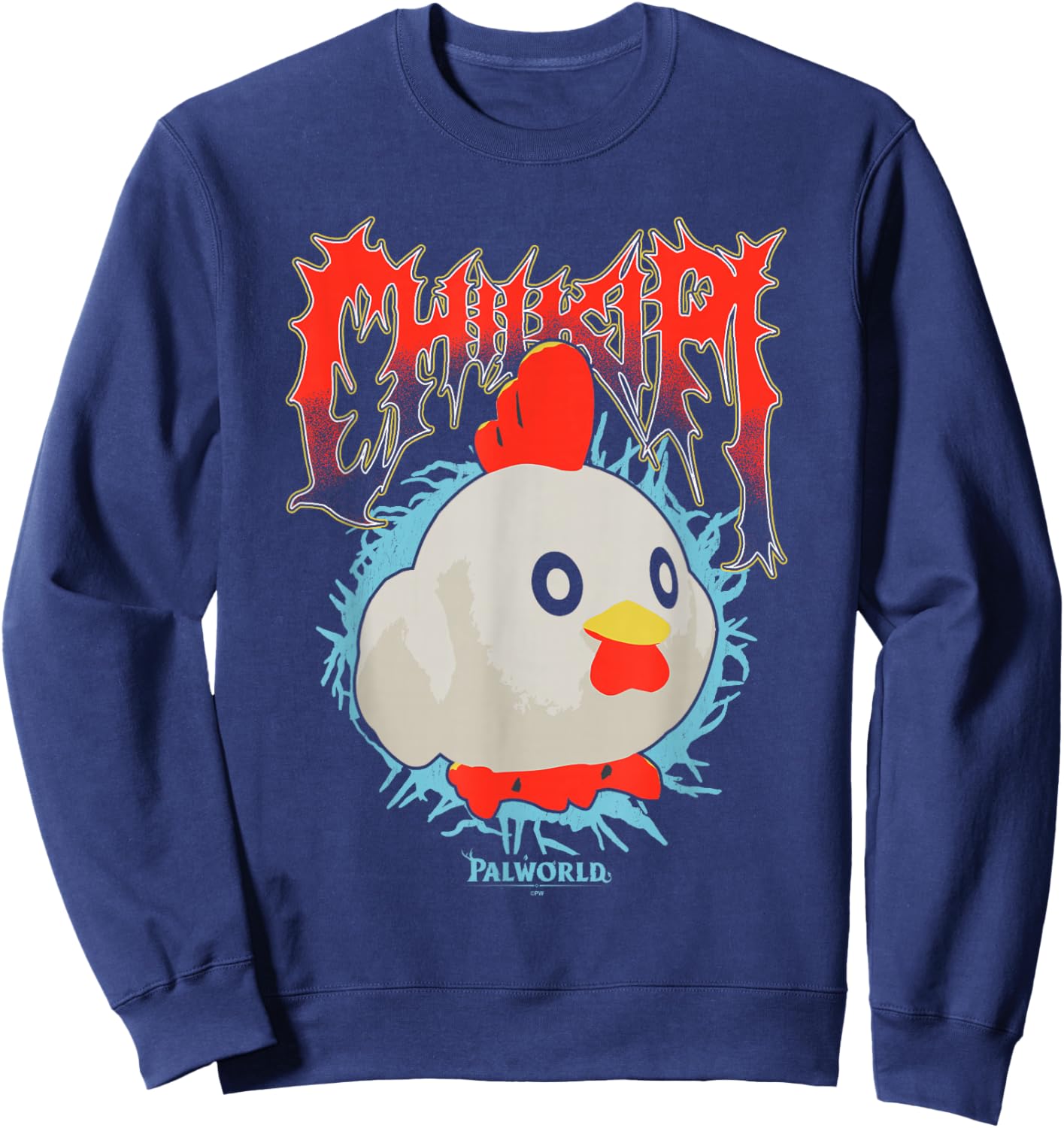Palworld Chikipi Heavy Metal Character Portrait Video Game Sweatshirt - Sweatshirt | Navy