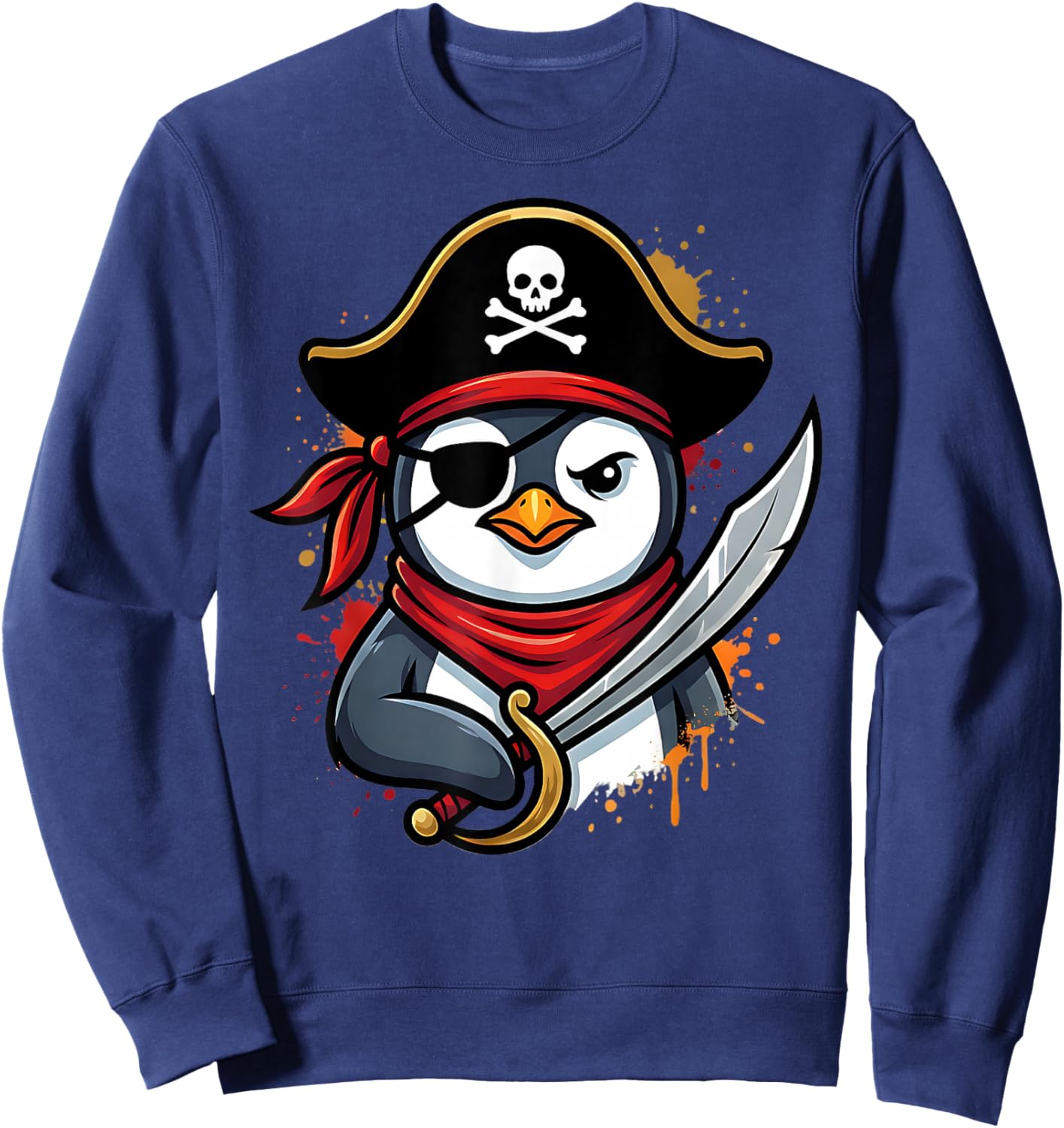 Funny Pirate Penguin Halloween Costume Men Women Boys Sweatshirt - Sweatshirt | Navy