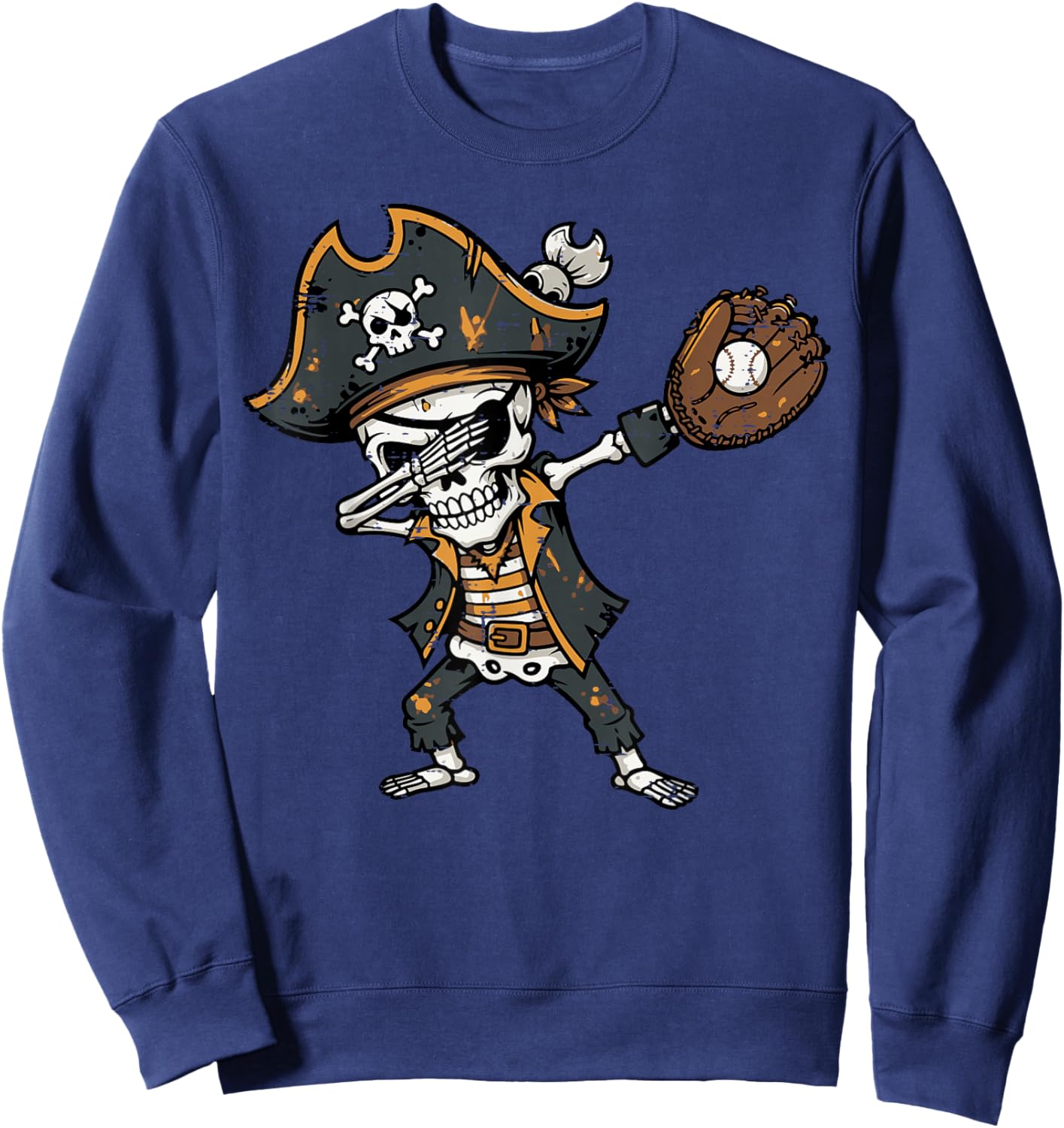 Dabbing Pirate Skeleton Baseball Dab Costume Boys Kids Men Sweatshirt - Sweatshirt | Navy