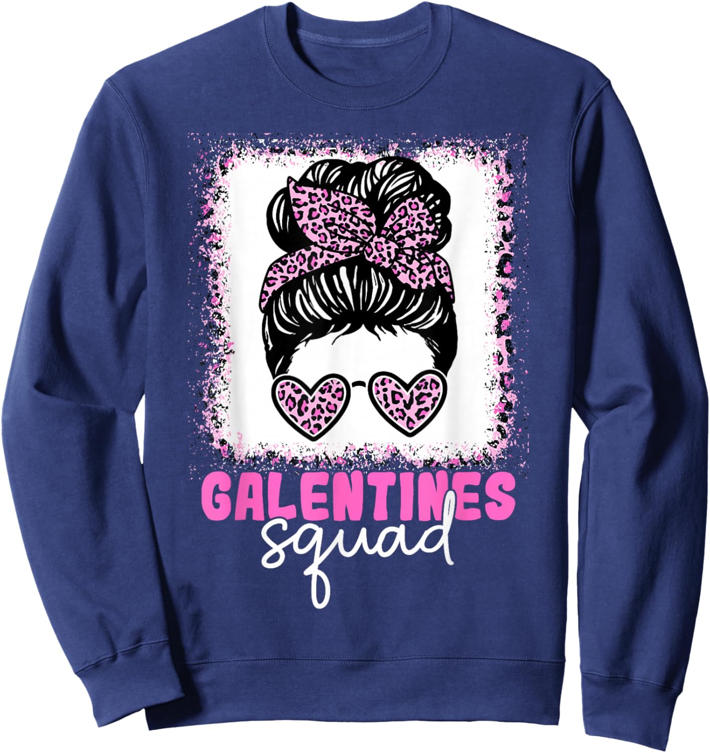 Galentines Squad Girls Night Besties Pink Hearts Sweatshirt - Sweatshirt | Navy