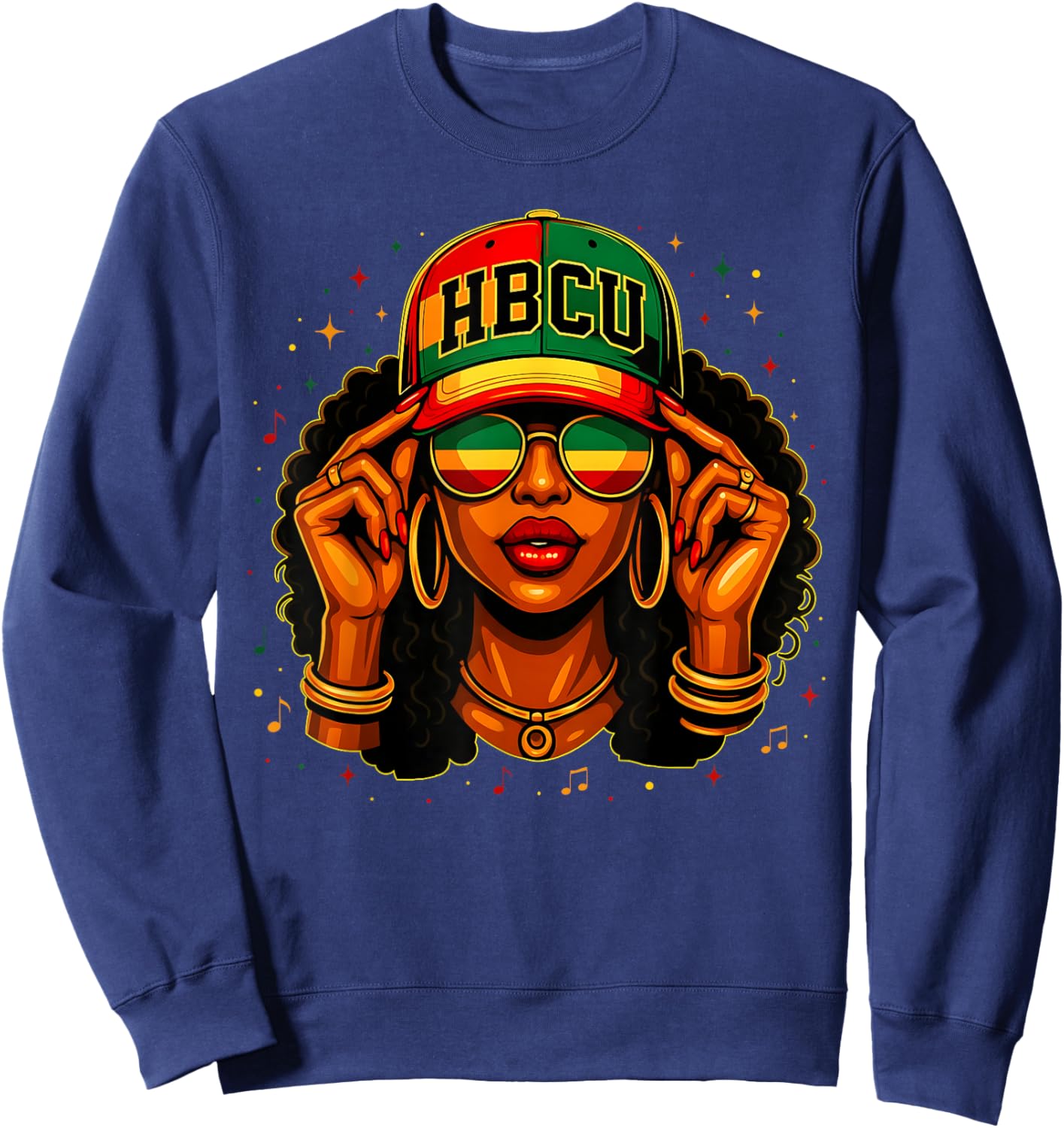 Black History Month HBCU Black Afro Educated Girl Women Kid Sweatshirt - Sweatshirt | Navy