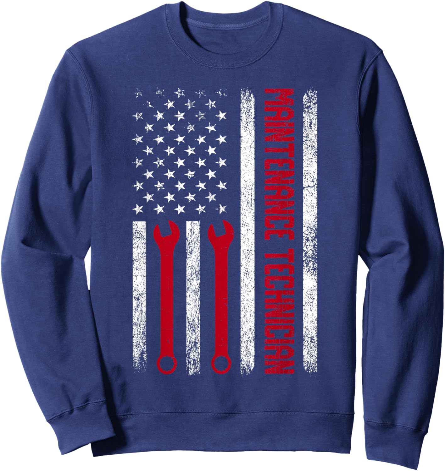 Funny Maintenance Technician American Flag Repairman Worker Sweatshirt - Sweatshirt | Navy