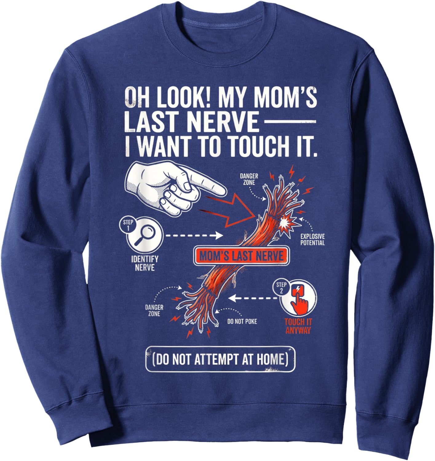 Oh Look My Mom's Last Nerve I Want to Touch It Funny Diagram Sweatshirt - Sweatshirt | Navy
