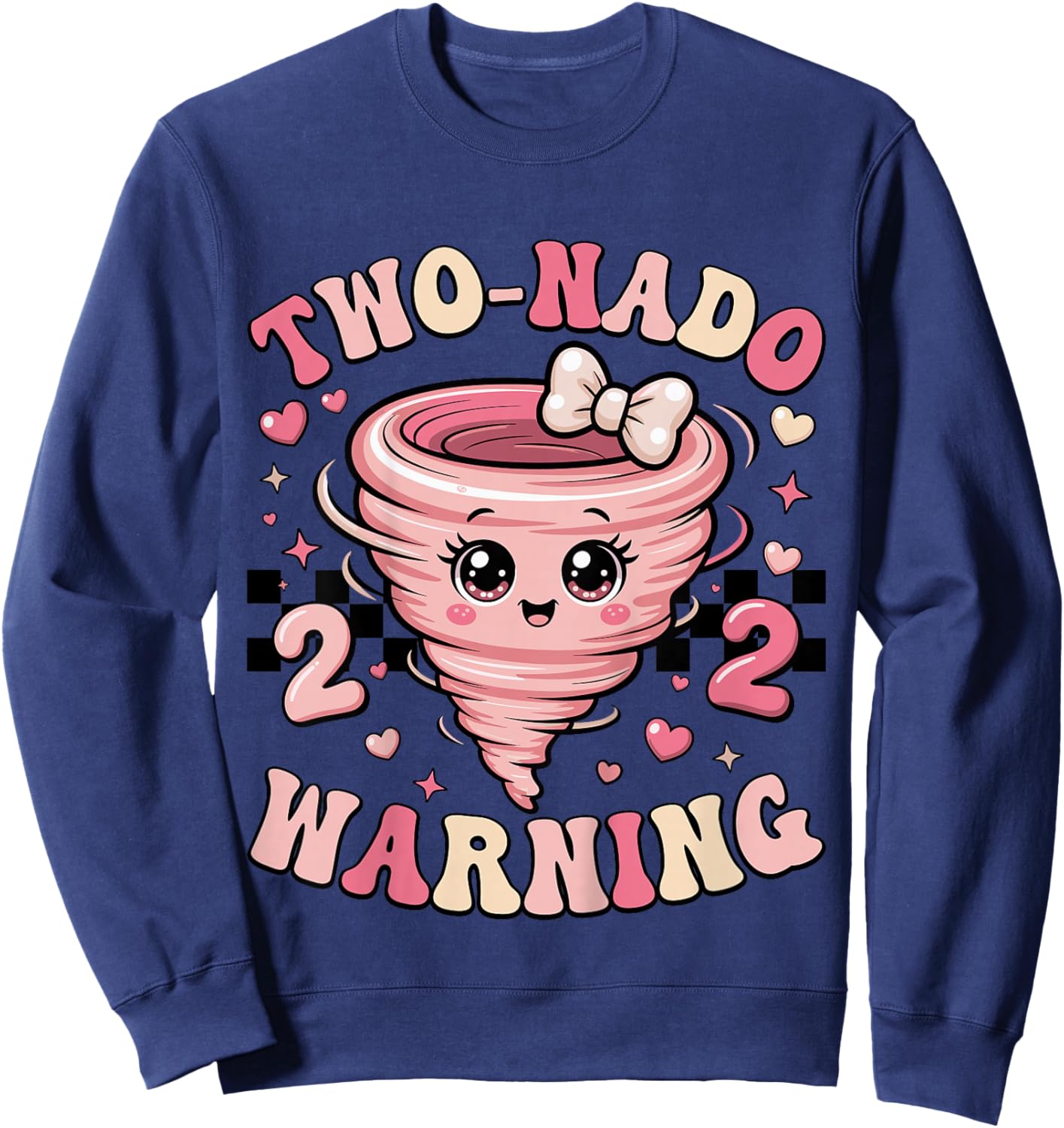 Two Nado Warning Coquette Bow 2nd Birthday 2 Year Old Girls Sweatshirt - Sweatshirt | Navy