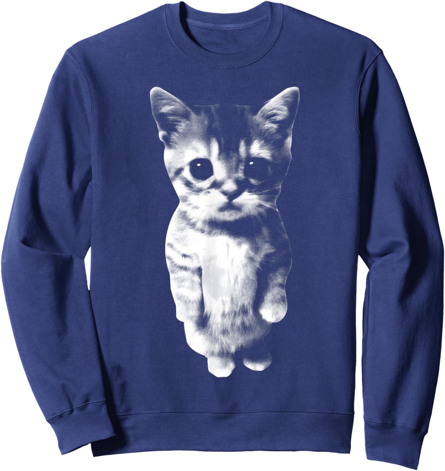 El Gato Sad Kitten Funny Meme Sad Crying Cat Munchkin Kitty Sweatshirt - Sweatshirt | Navy
