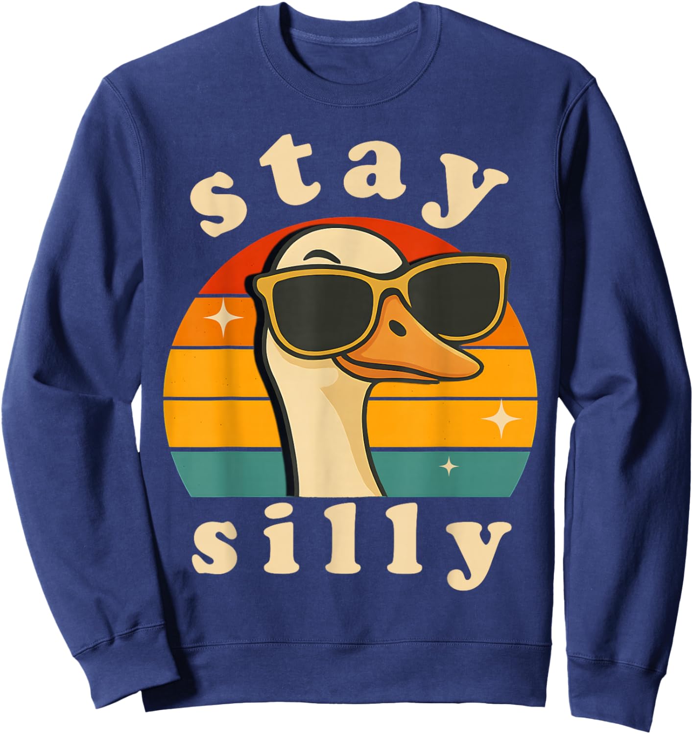 Stay Silly Goose Boys Kids Retro Cute Matching Friends 70s Sweatshirt - Sweatshirt | Navy