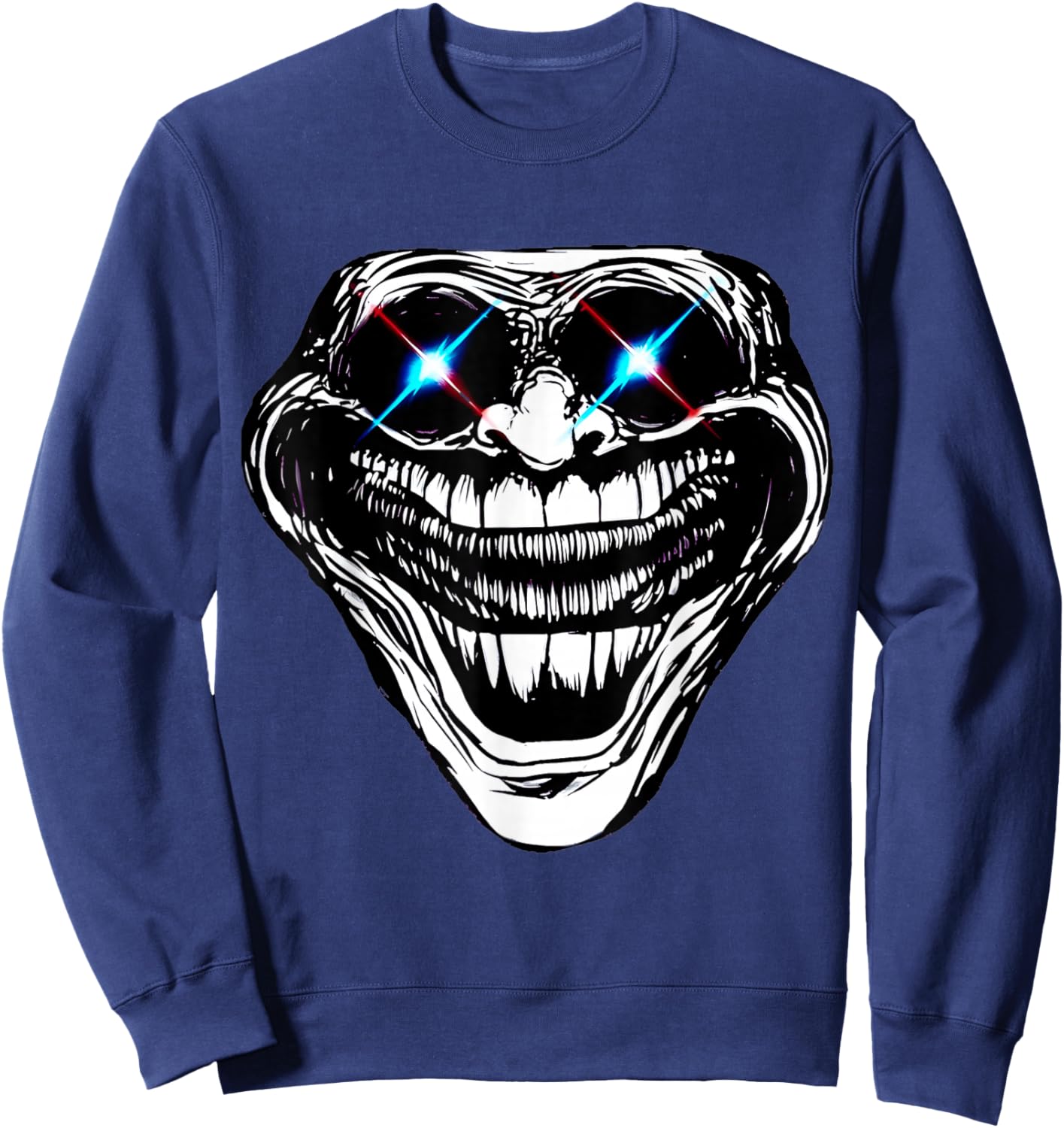 Funny Sigma Phonk Meme Scary Troll Face Those Who Know Sweatshirt - Sweatshirt | Navy