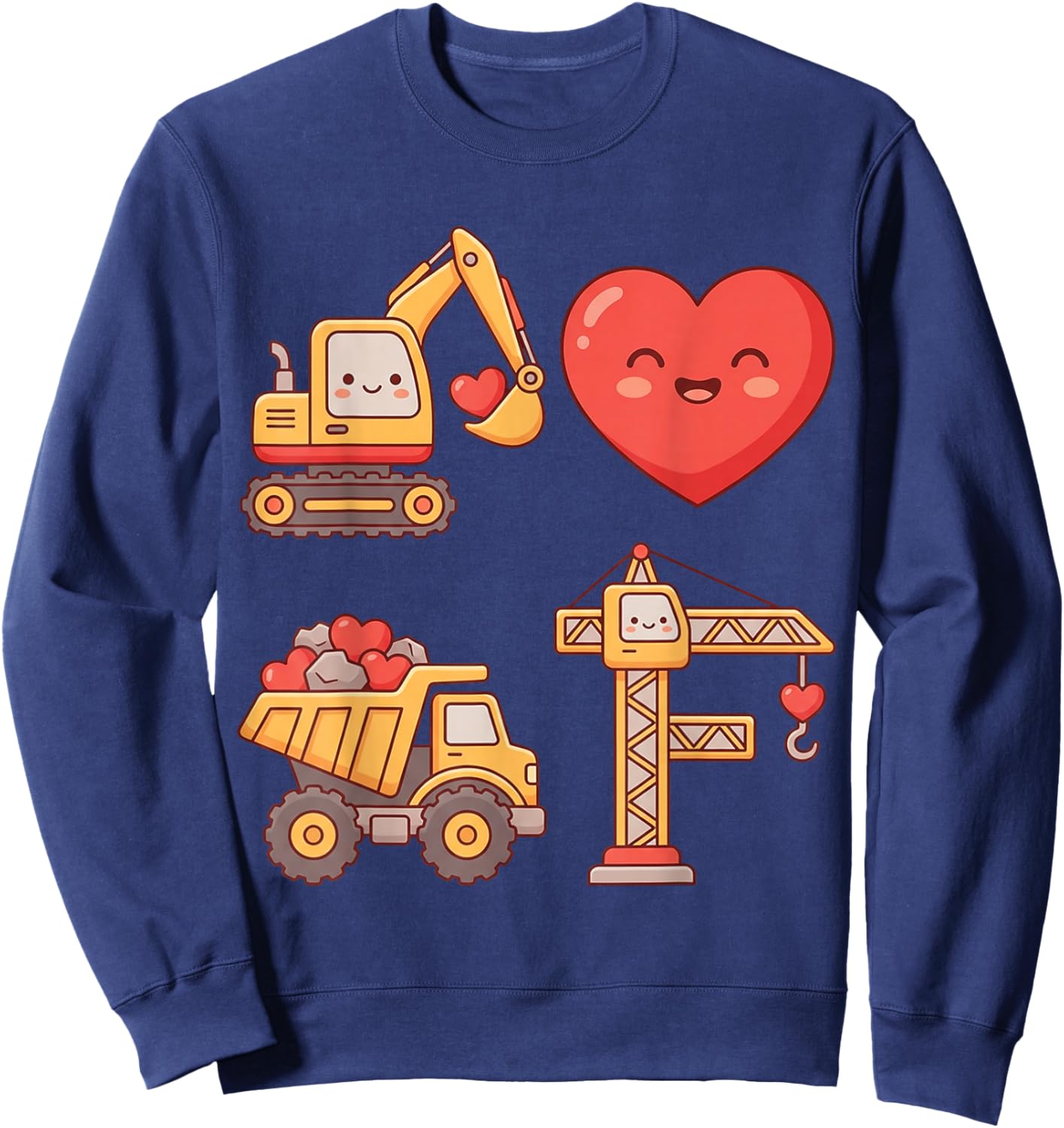 Kids Valentine Construction Trucks Boys Toddler Sweatshirt - Sweatshirt | Navy