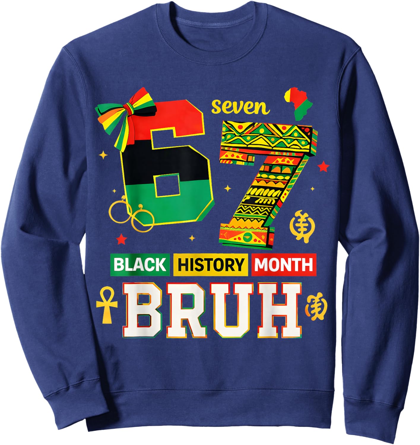 Bruh 67 Black History Month for Kids Boys African American Sweatshirt - Sweatshirt | Navy