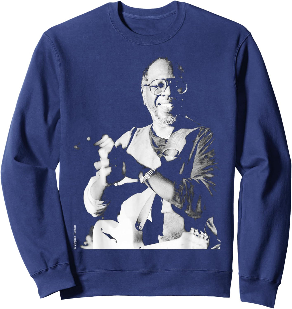 Curtis Mayfield Soul Live Liverpool 1984 by Virginia Turbett Sweatshirt - Sweatshirt | Navy