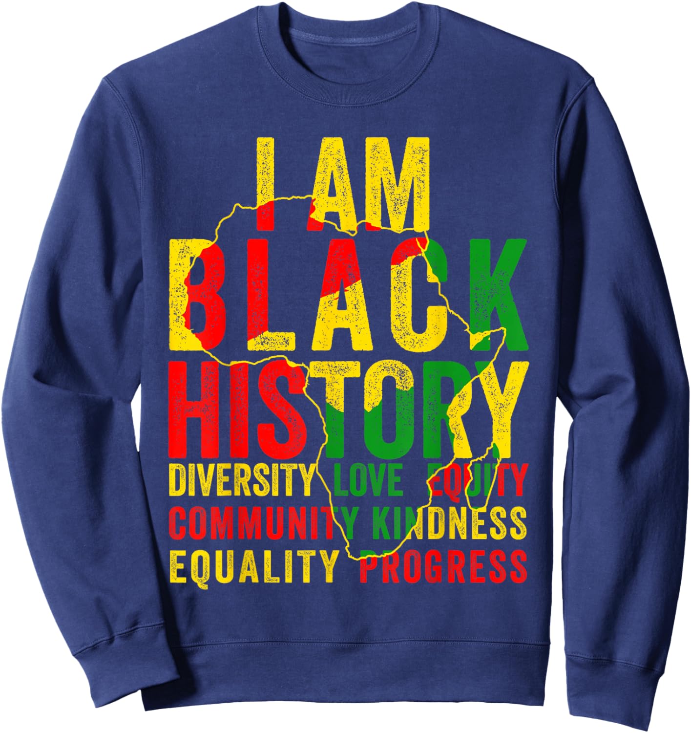 Black History Month Shirt Men Women Afro African Map Pride Sweatshirt - Sweatshirt | Navy