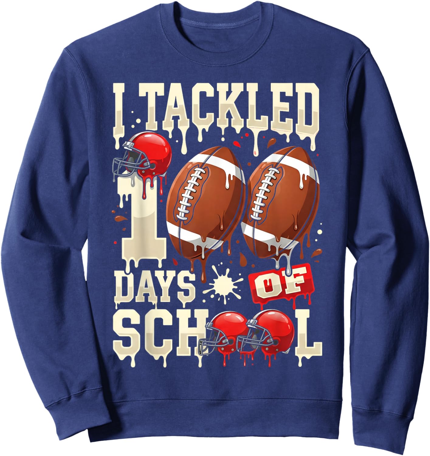 I Tackled 100 Days of School Football 100 Days Smarter Boys Sweatshirt - Sweatshirt | Navy