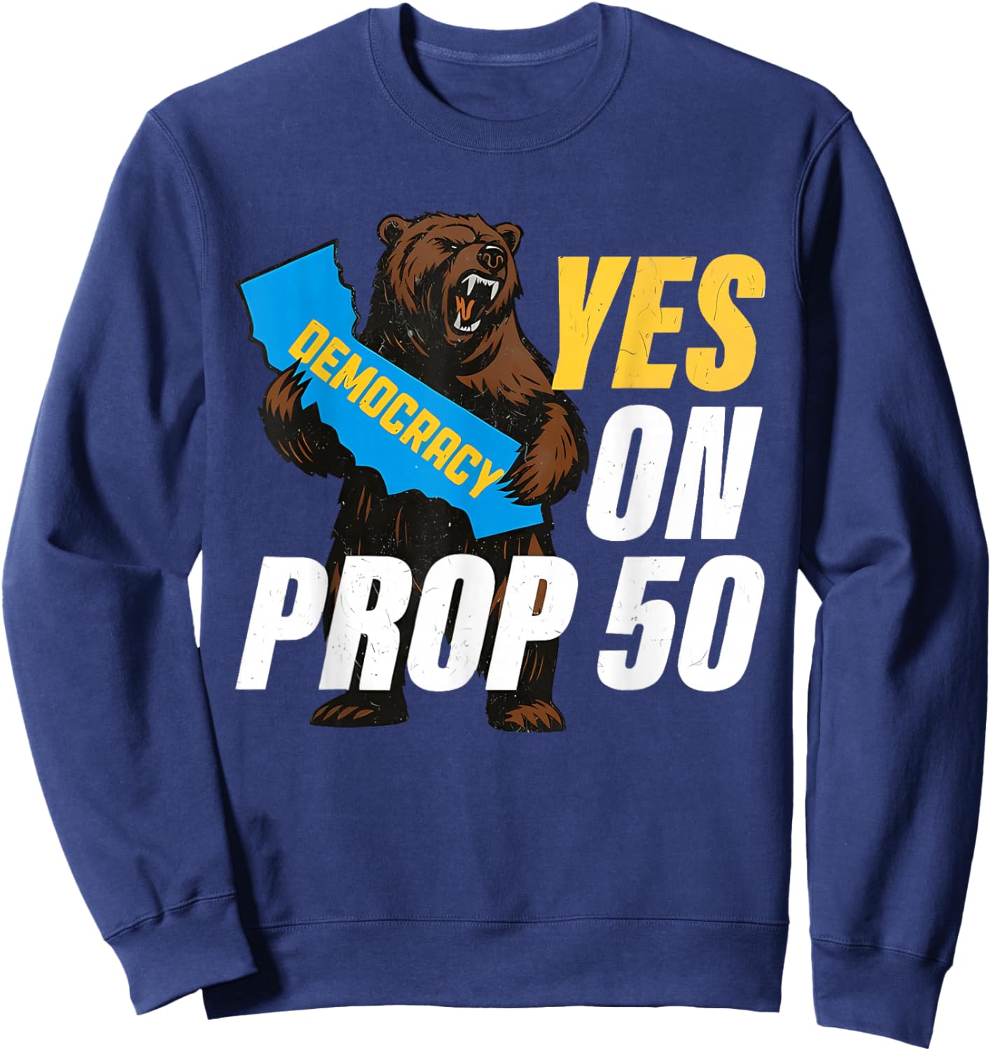 Vintage Yes on Prop 50 American Flag Patriotic Women Sweatshirt - Sweatshirt | Navy