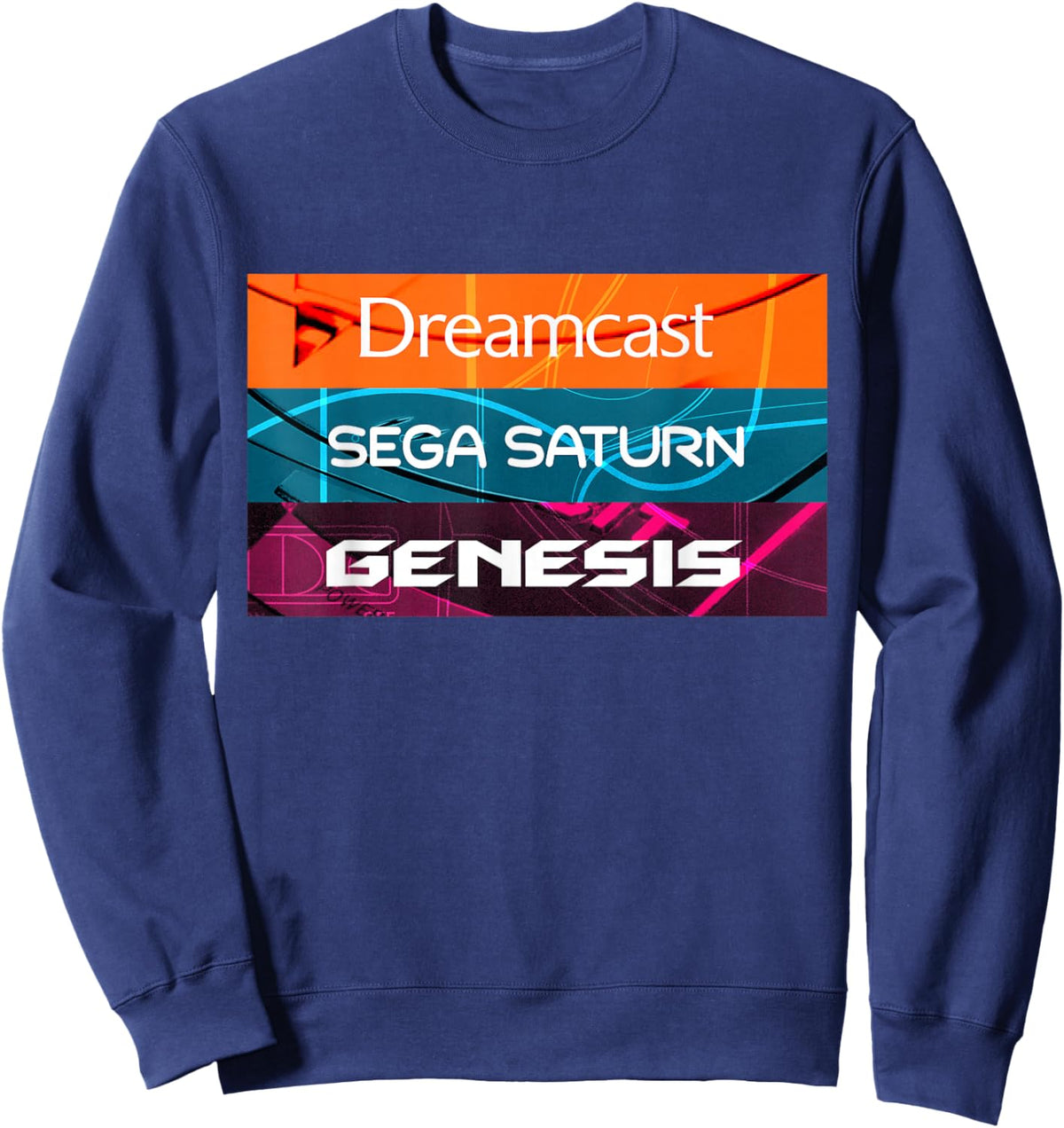 SEGA Dreamcast Genesis Saturn Classic Console Icons Sweatshirt - Sweatshirt | Navy