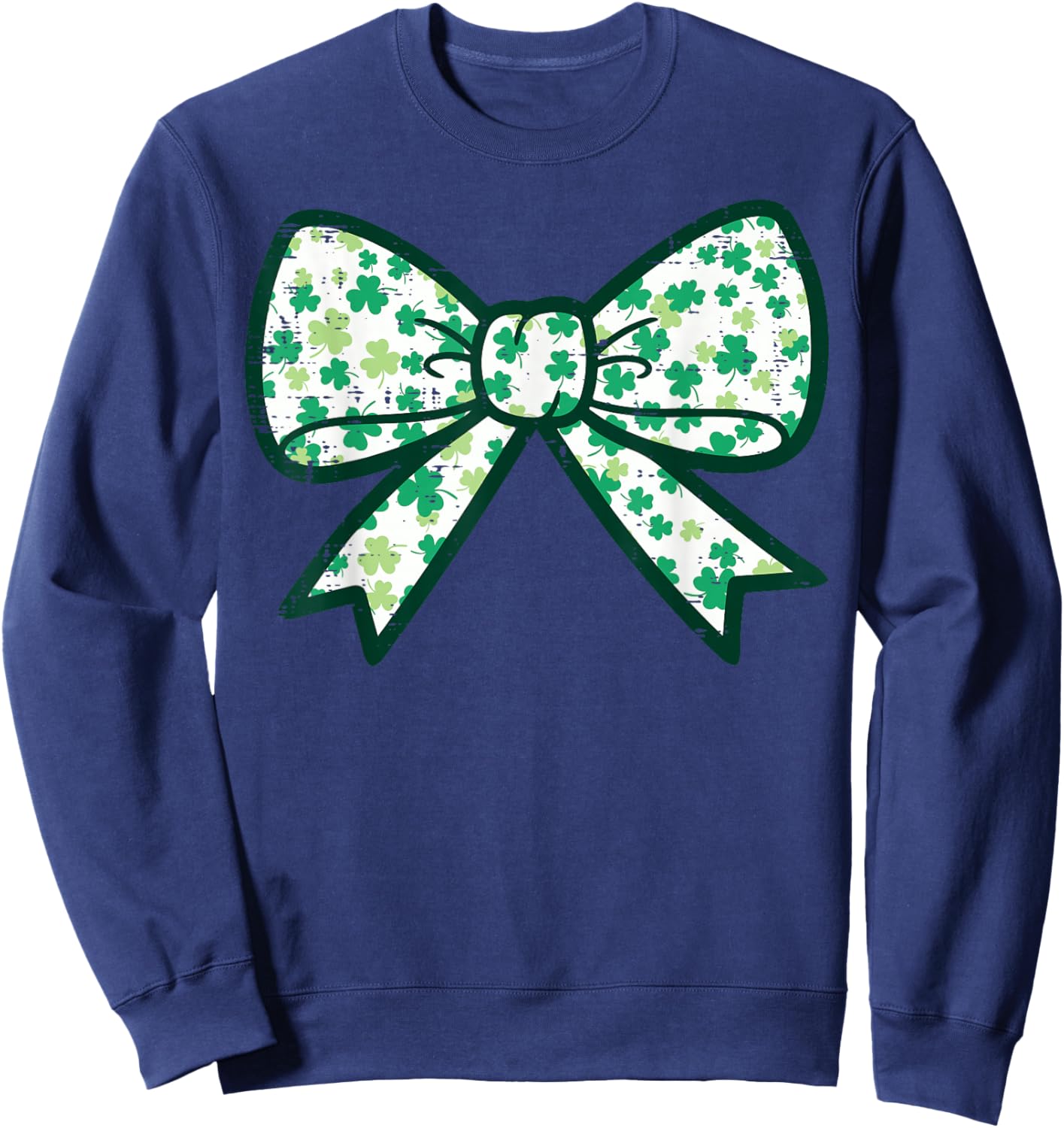 St Patricks Day Bow Ribbon Saint Paddys Girls Kids Women Sweatshirt - Sweatshirt | Navy