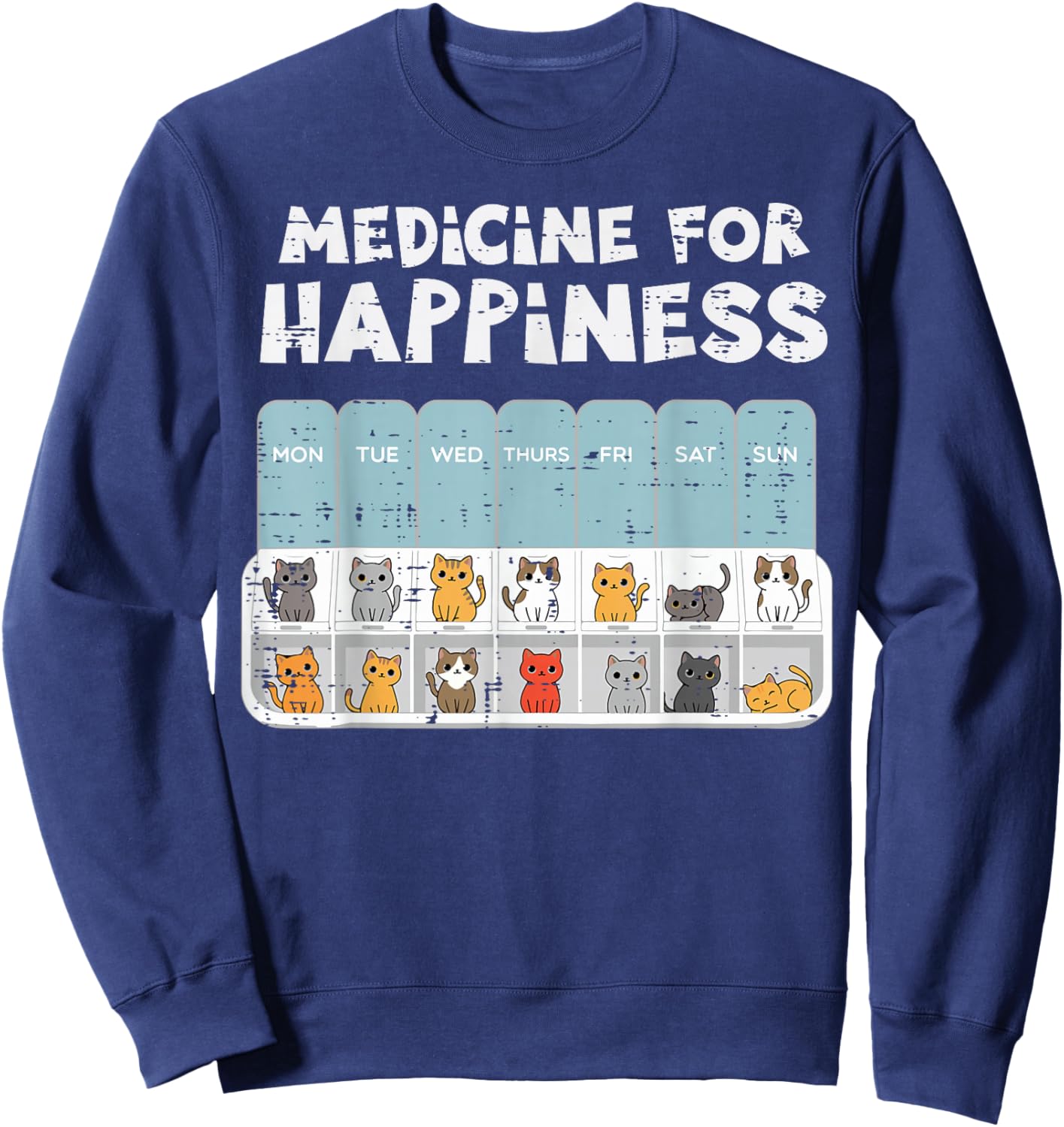 Cats Medicine for Happiness Cute Kittens Women Girls Kids Sweatshirt - Sweatshirt | Navy