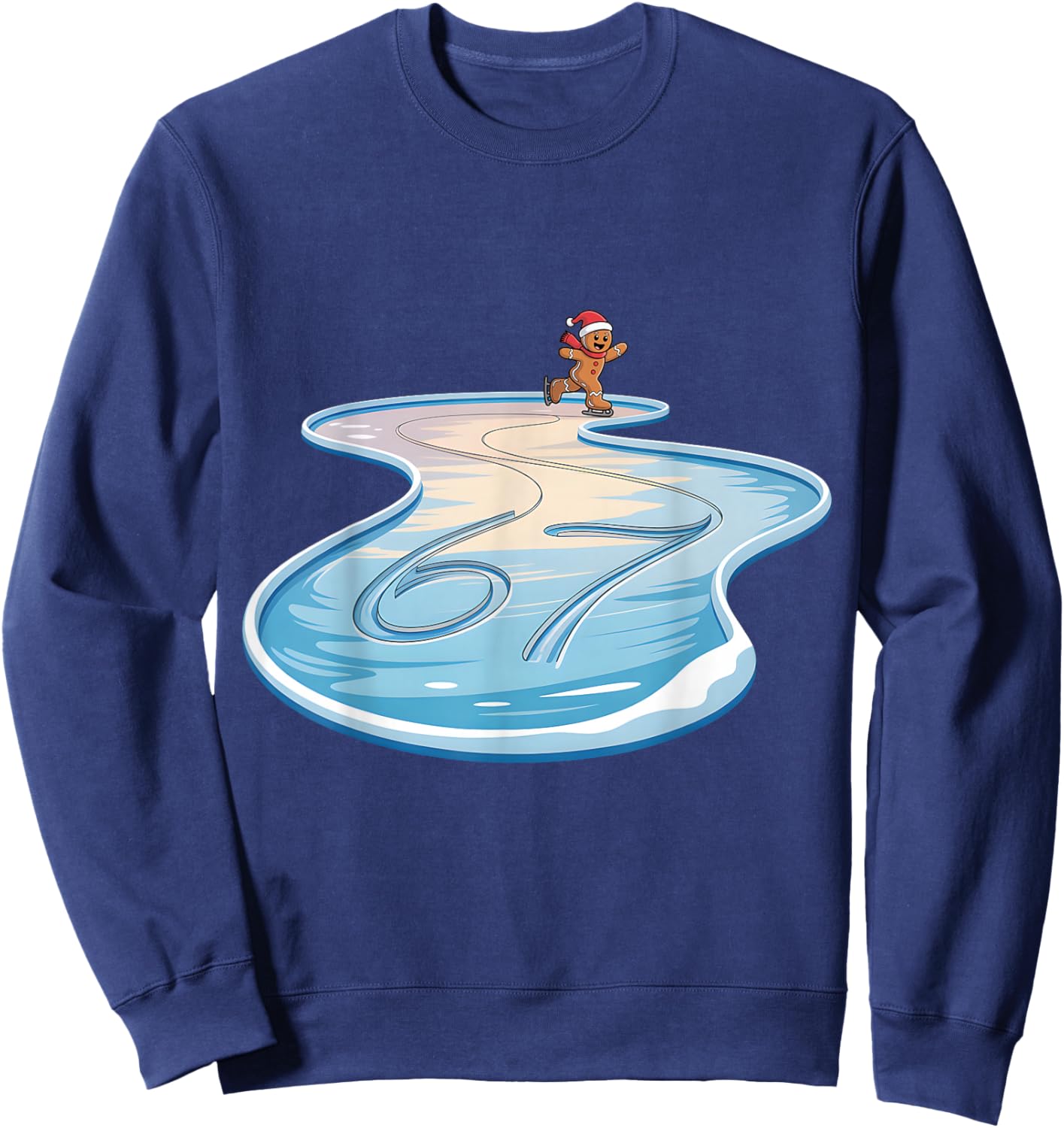 67 Christmas Gingerbreadman Ice Skating 6 7 Meme Xmas 67 Sweatshirt - Sweatshirt | Navy